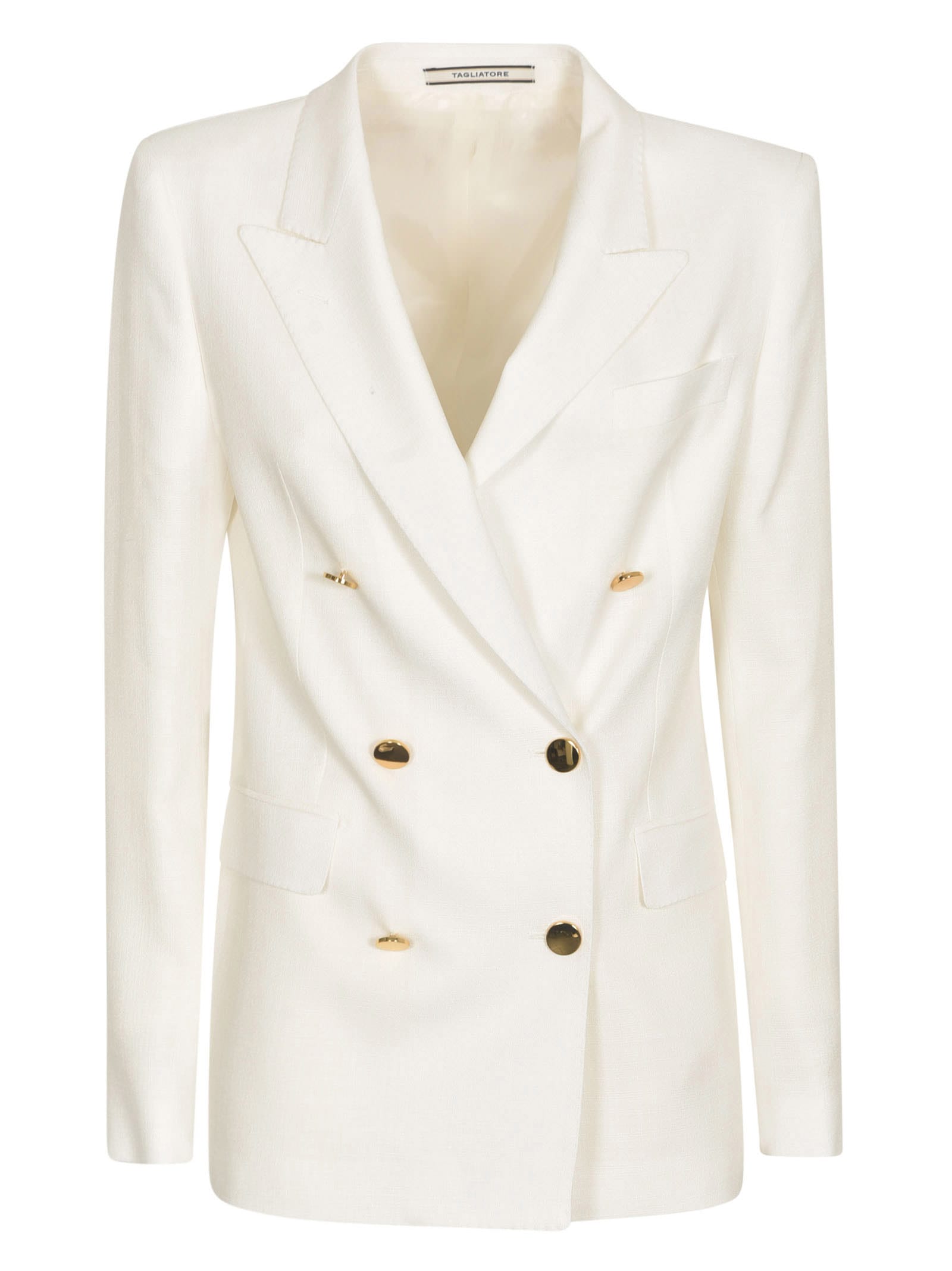Shop Tagliatore Double-breasted Fitted Blazer In Bianco