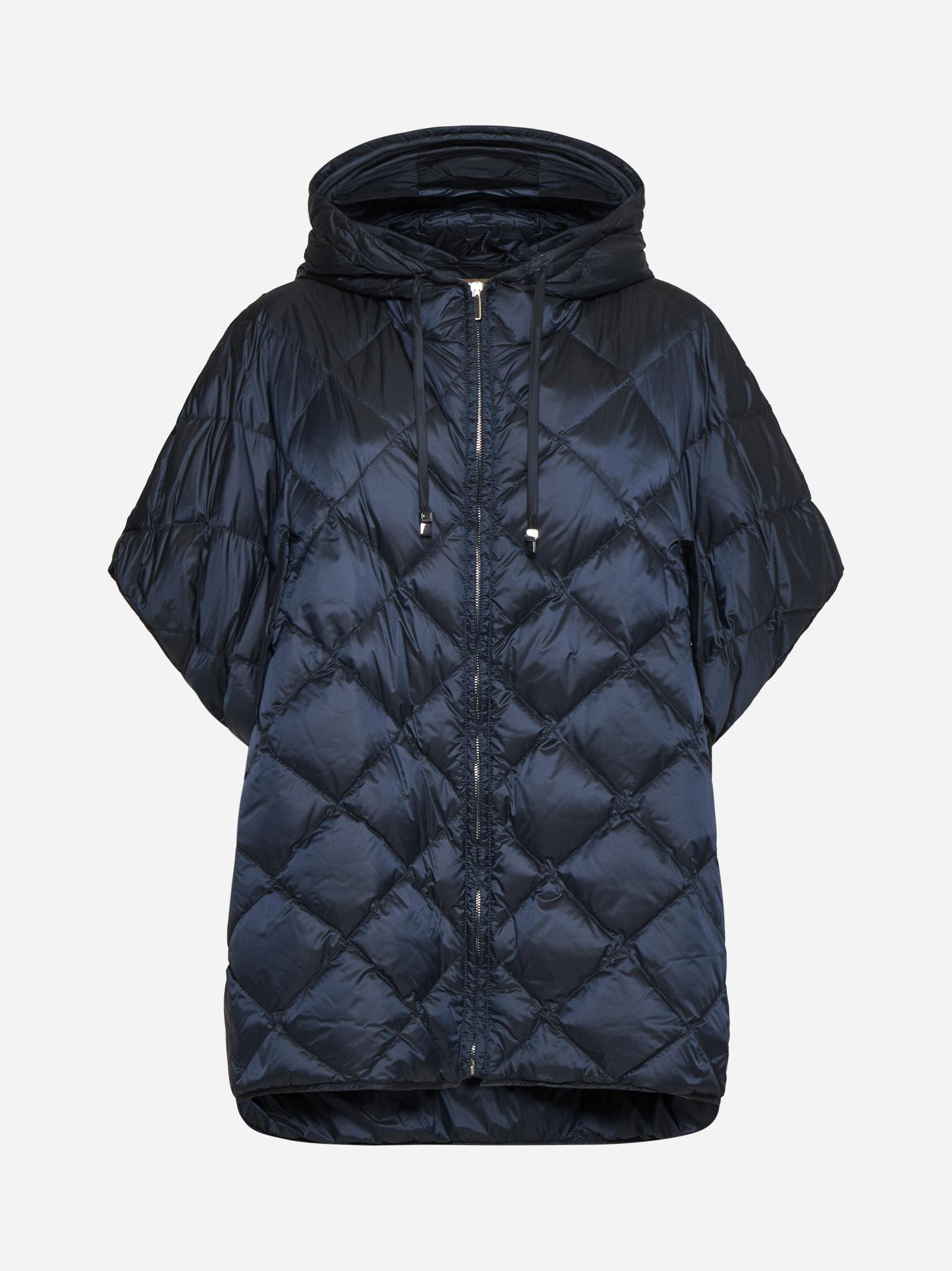 Shop Max Mara The Cube Treman Quilted Nylon Down Cape In Blue