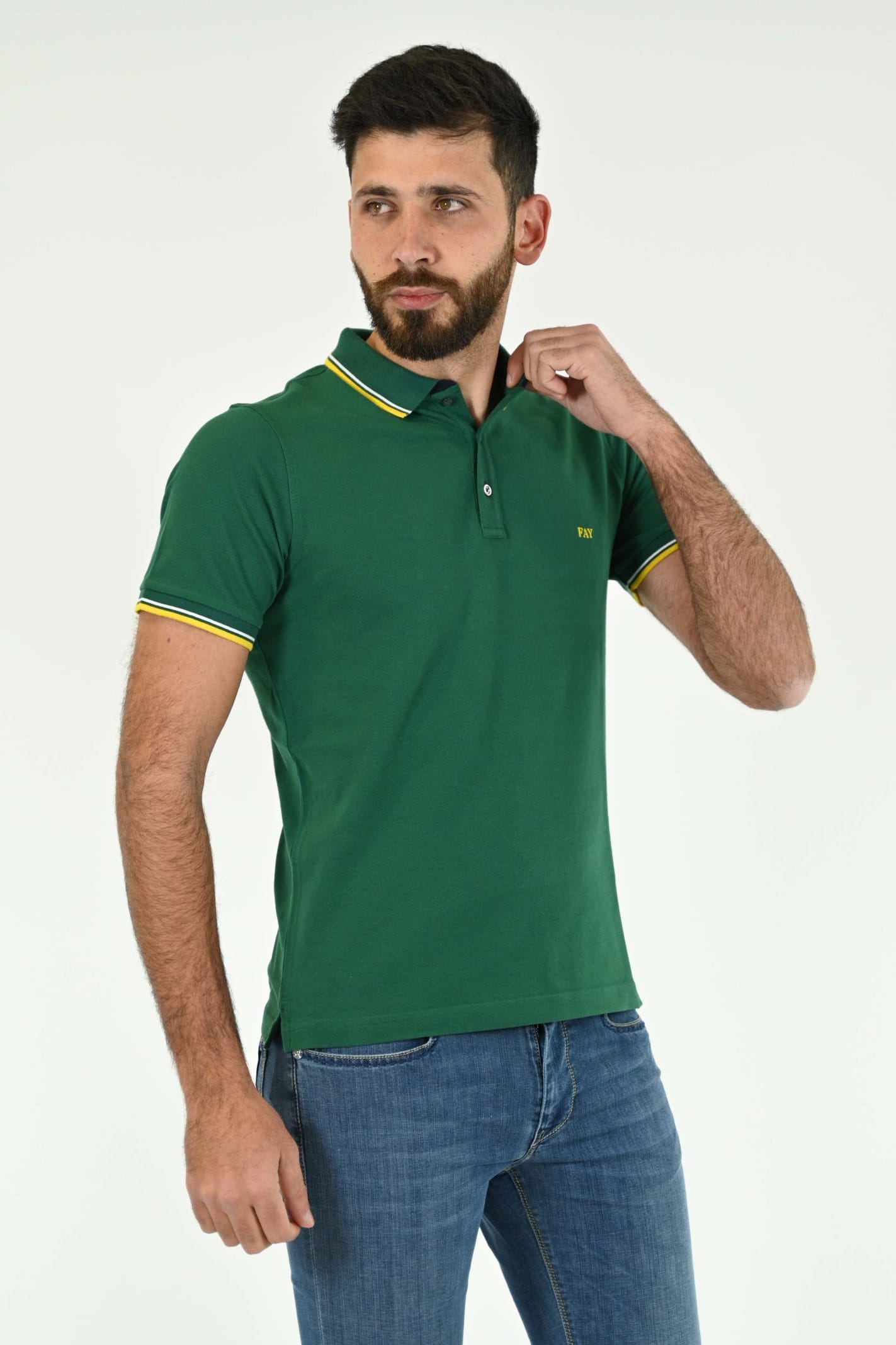 Shop Fay Polo Stretch In Forest Green