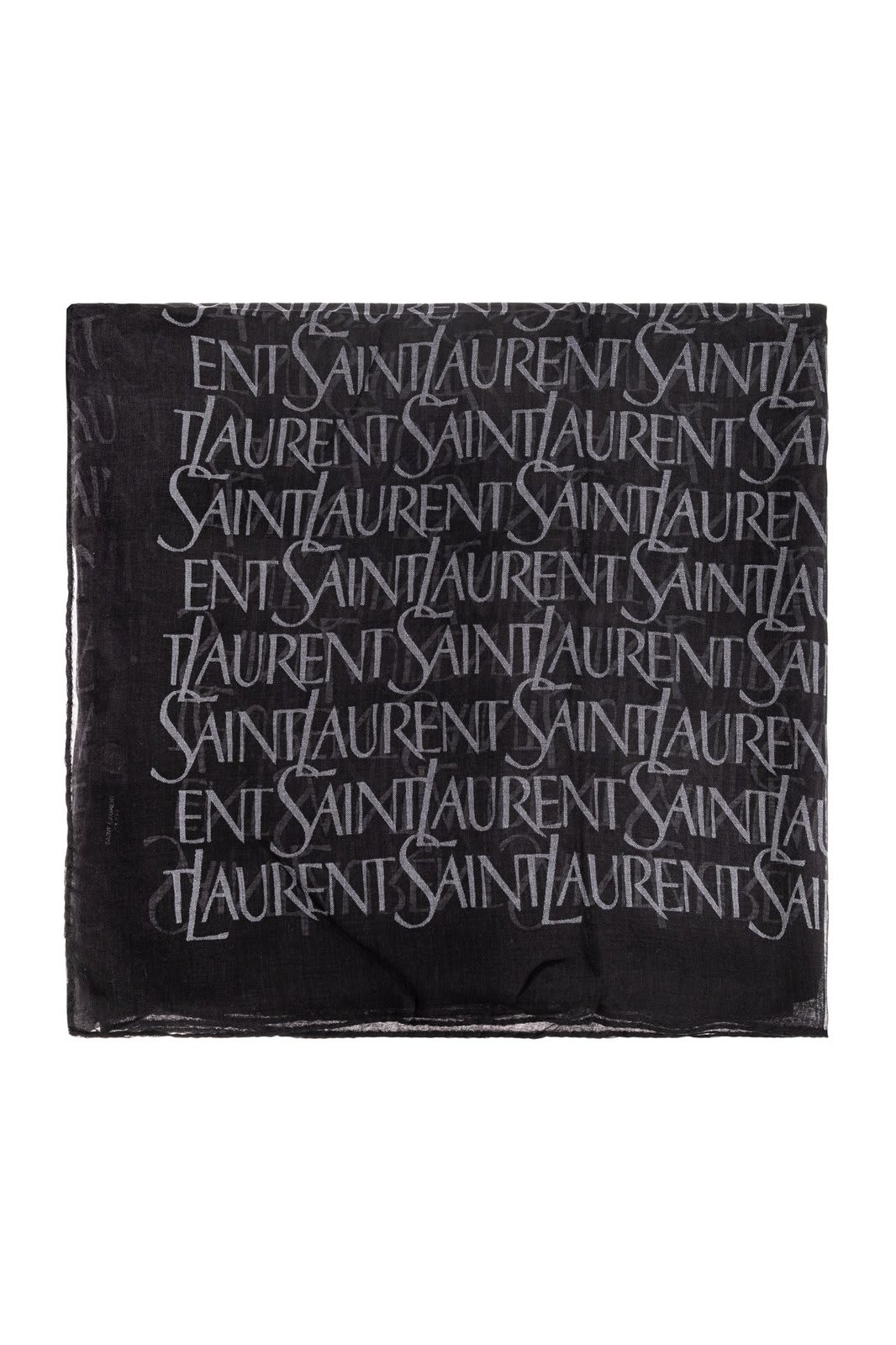 Shop Saint Laurent Large Square Scarf In Black/medium Grey