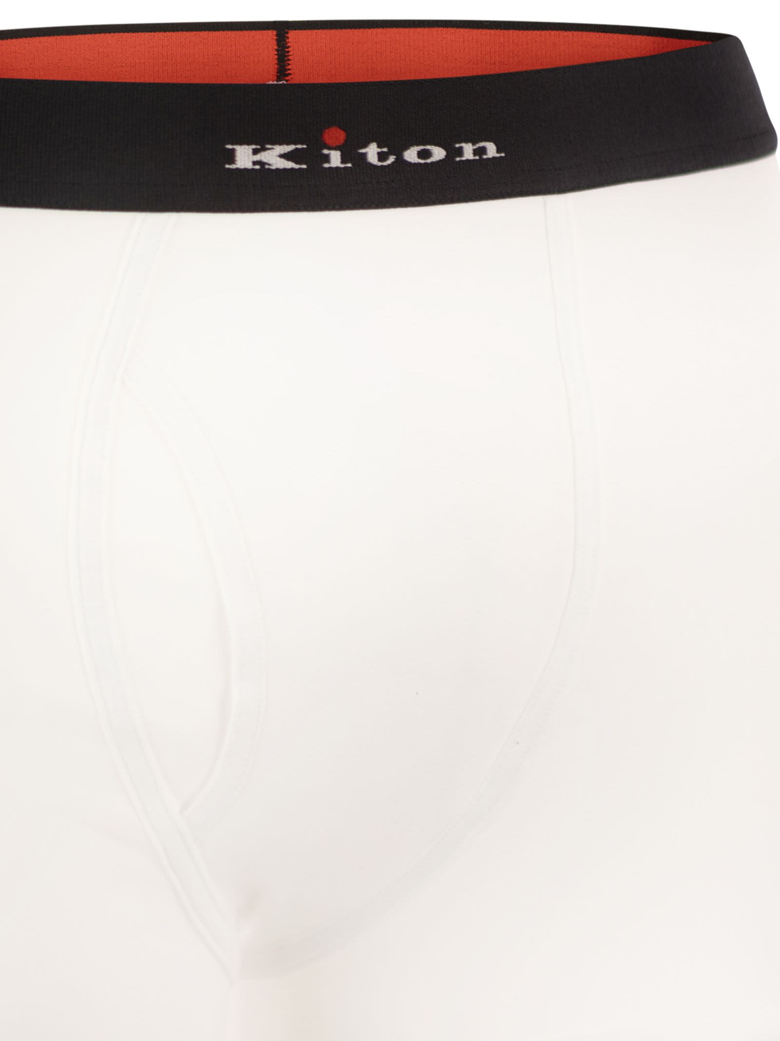 Kiton Stretch Cotton Boxer Shorts With Logo In White