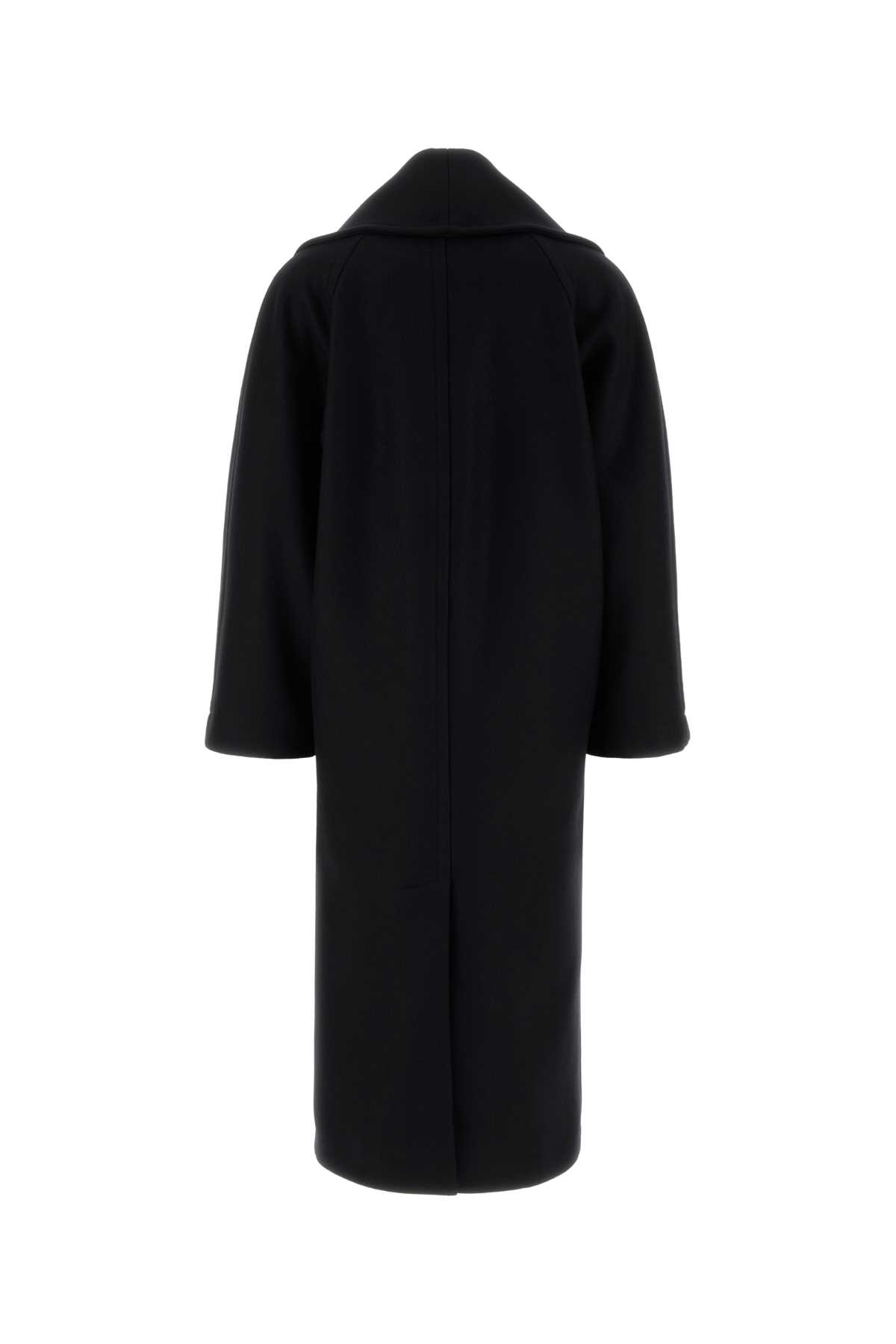 Bottega Veneta Black Stretch Wool Blend Coat In Black