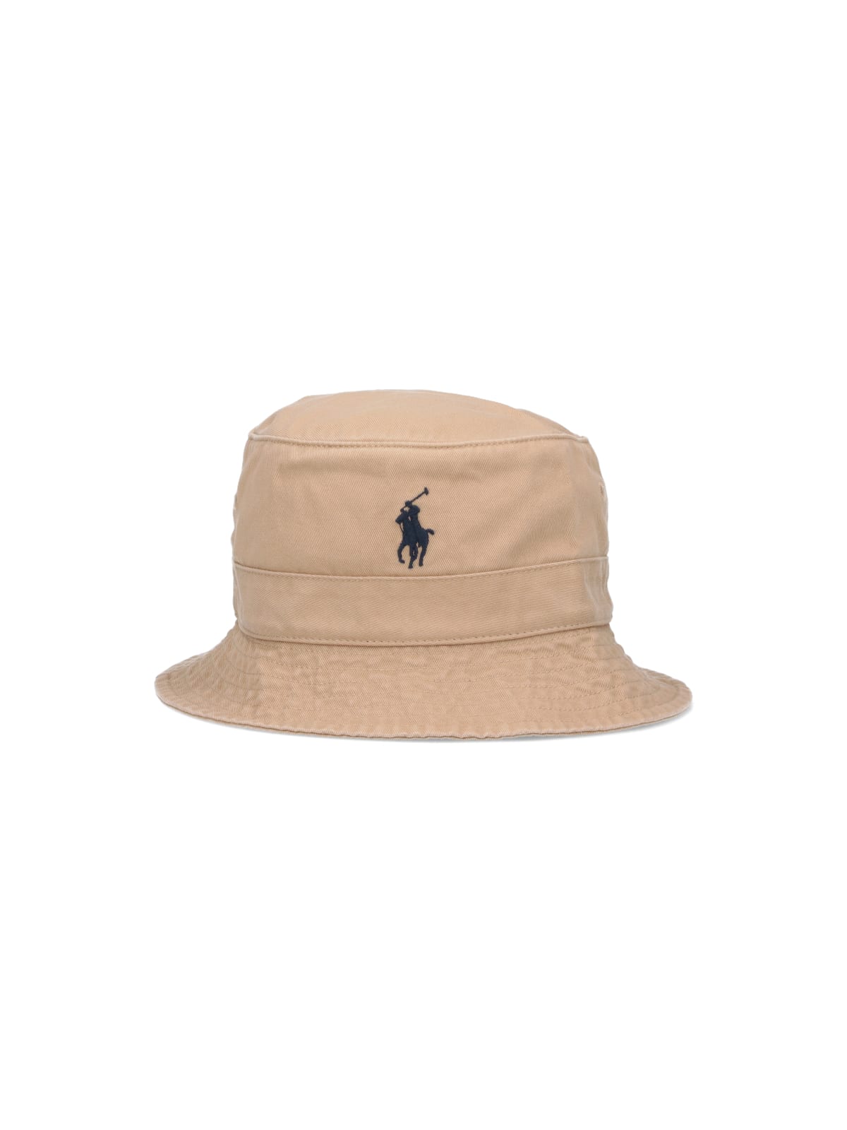 Shop Polo Ralph Lauren Logo Bucket Hat In Beige