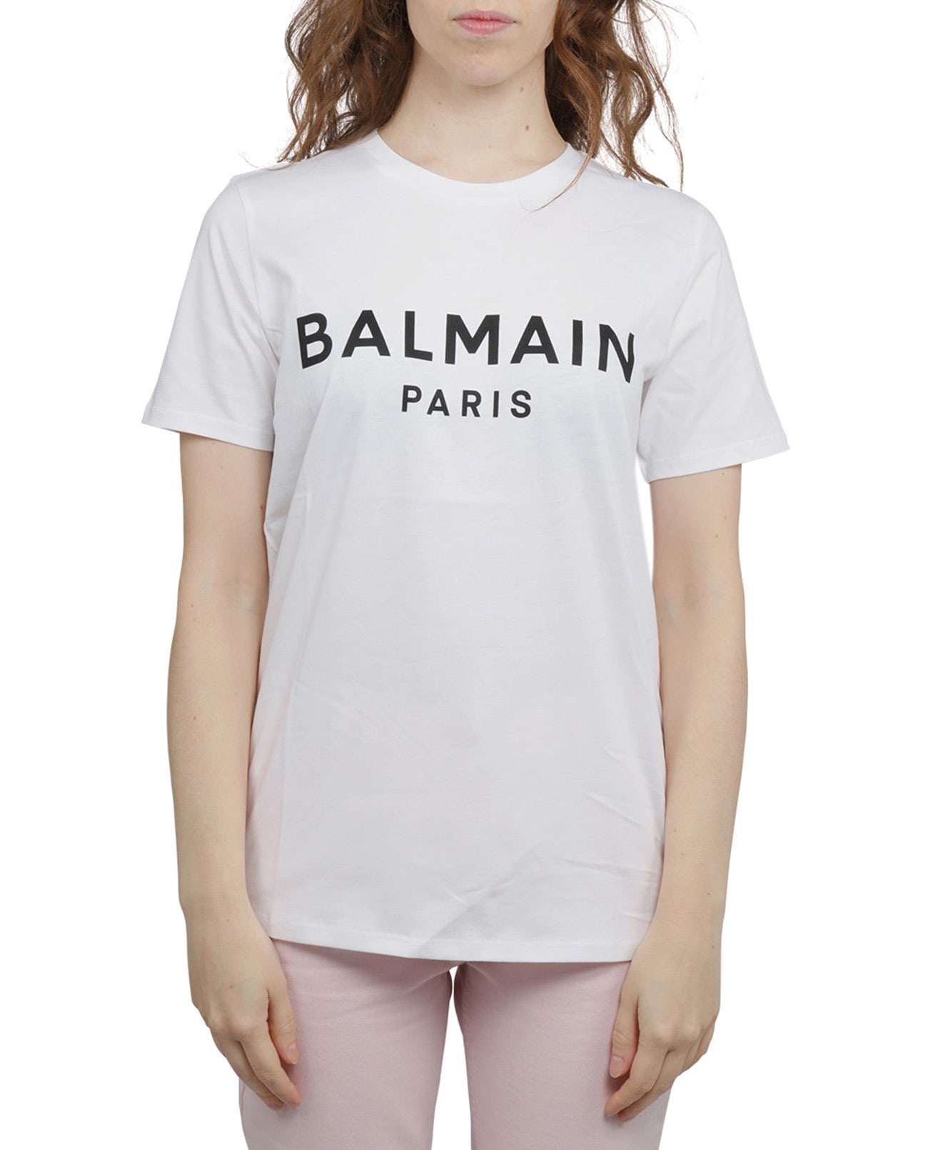Balmain White T-shirt Black Logo