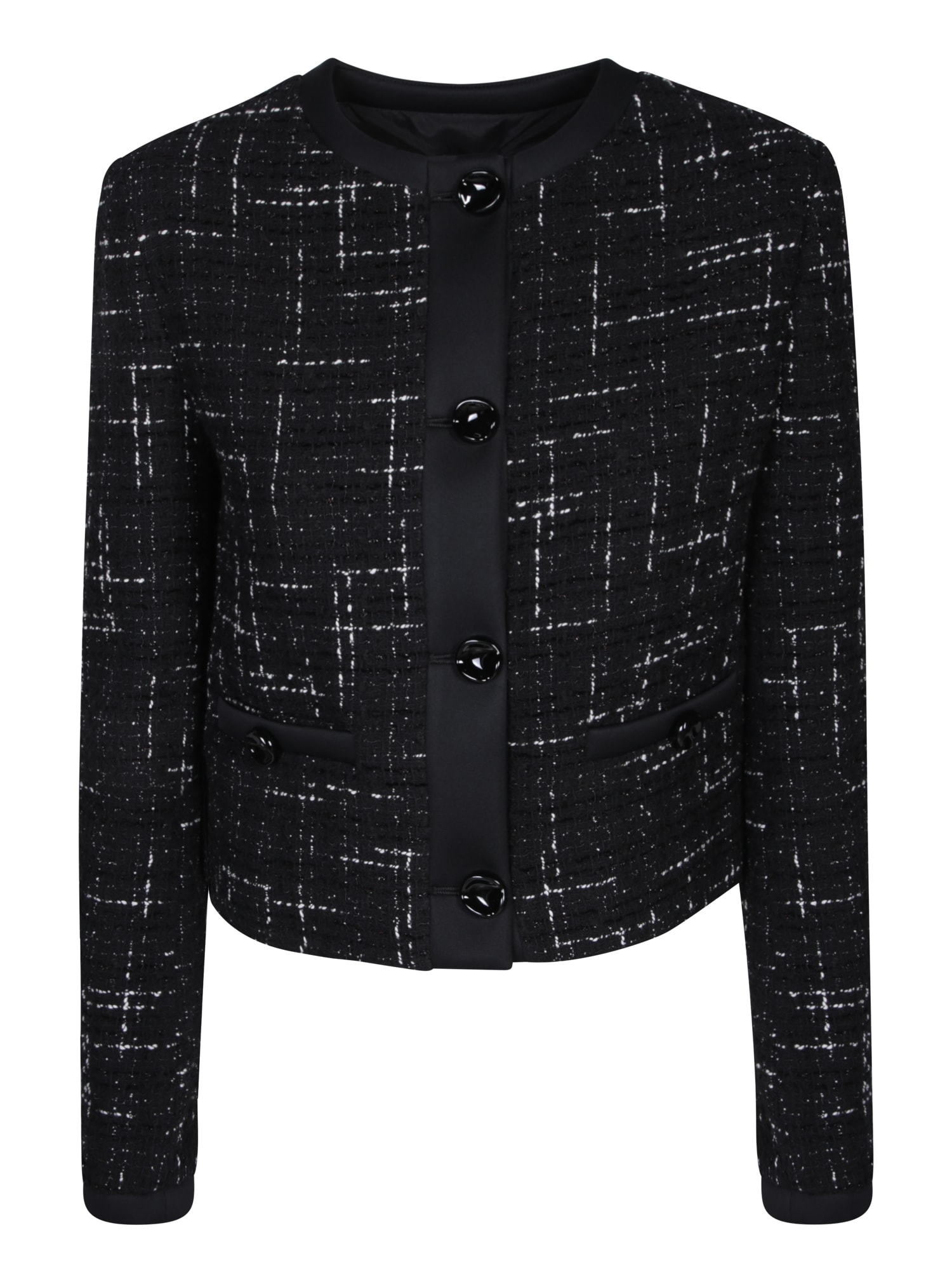 Shop Msgm Tweed Black/white Jacket