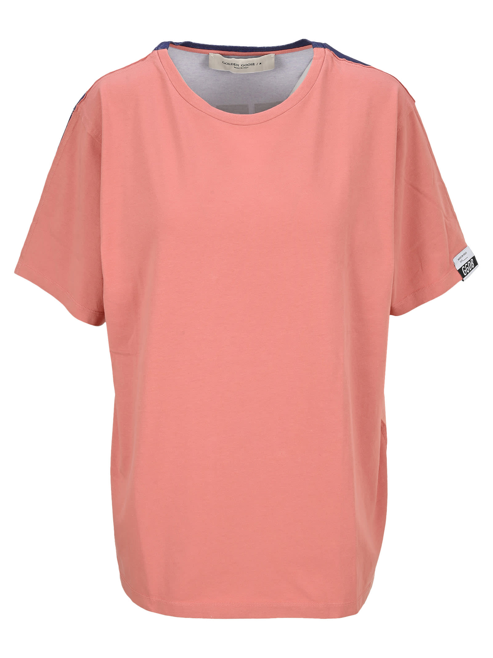 Golden Goose Pink Aira T-shirt With Print And Lettering On The Back