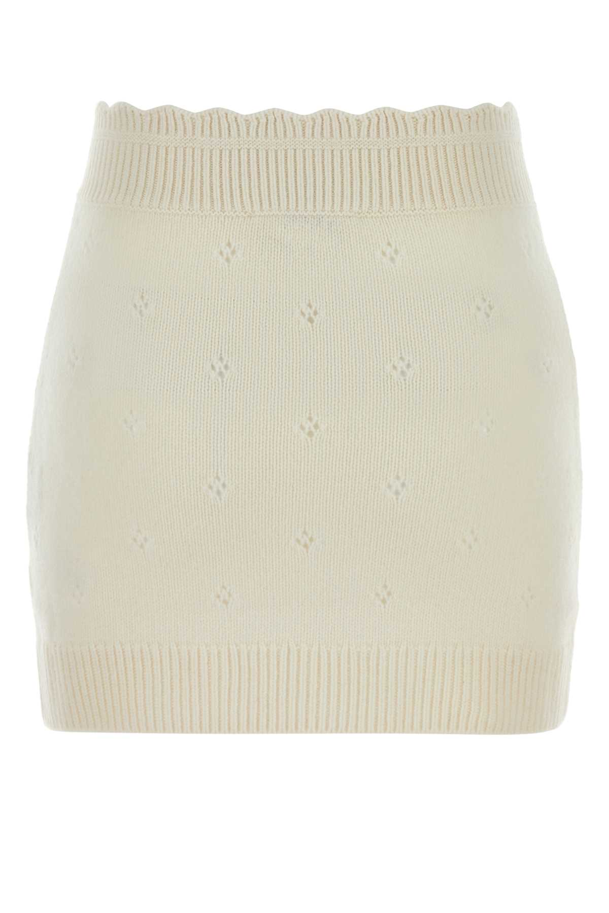Chloé Chloe White Wool Blend Mini Skirt In White
