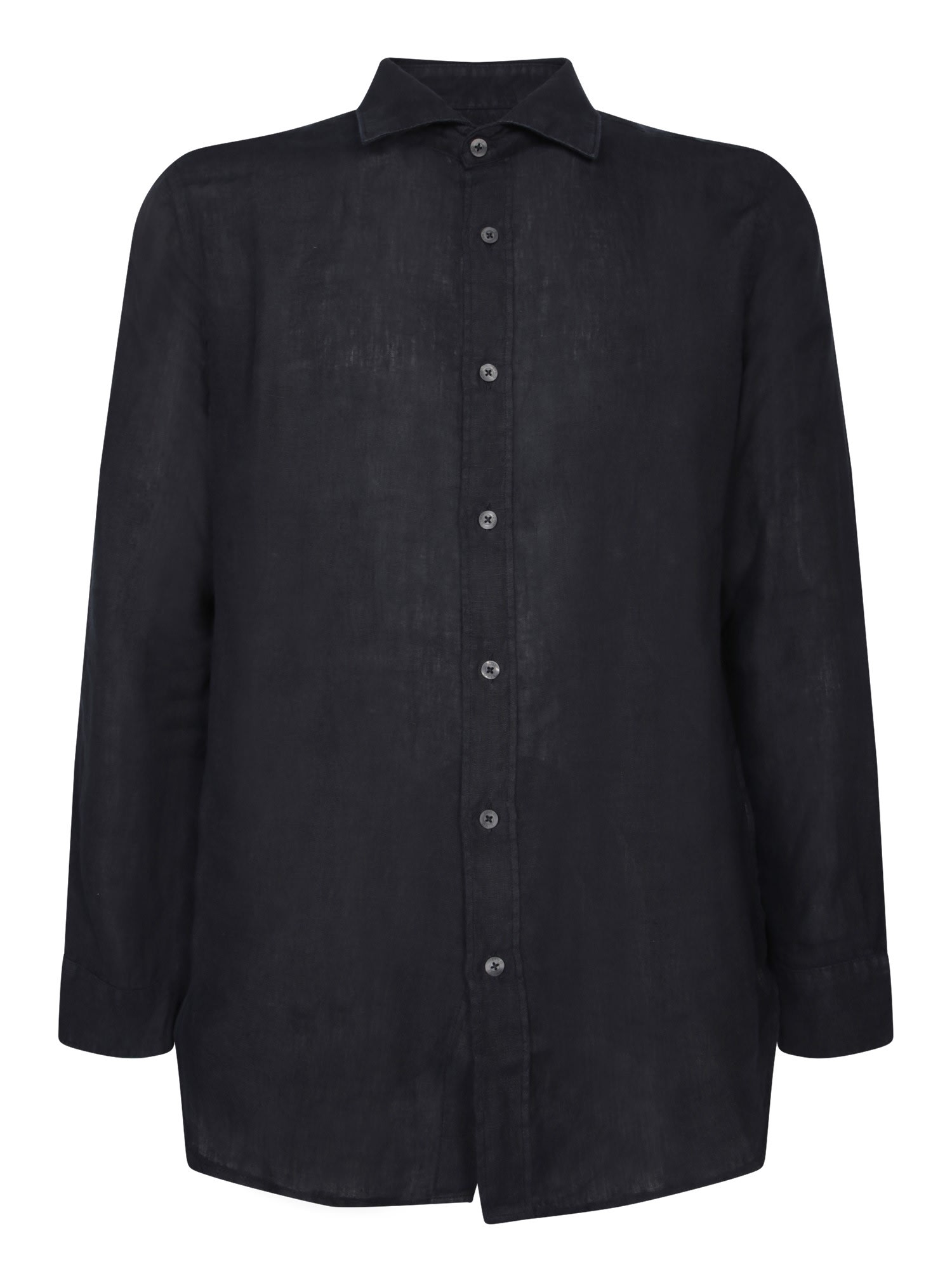 Shop 120% Lino Dark Blue Slim Linen Shirt