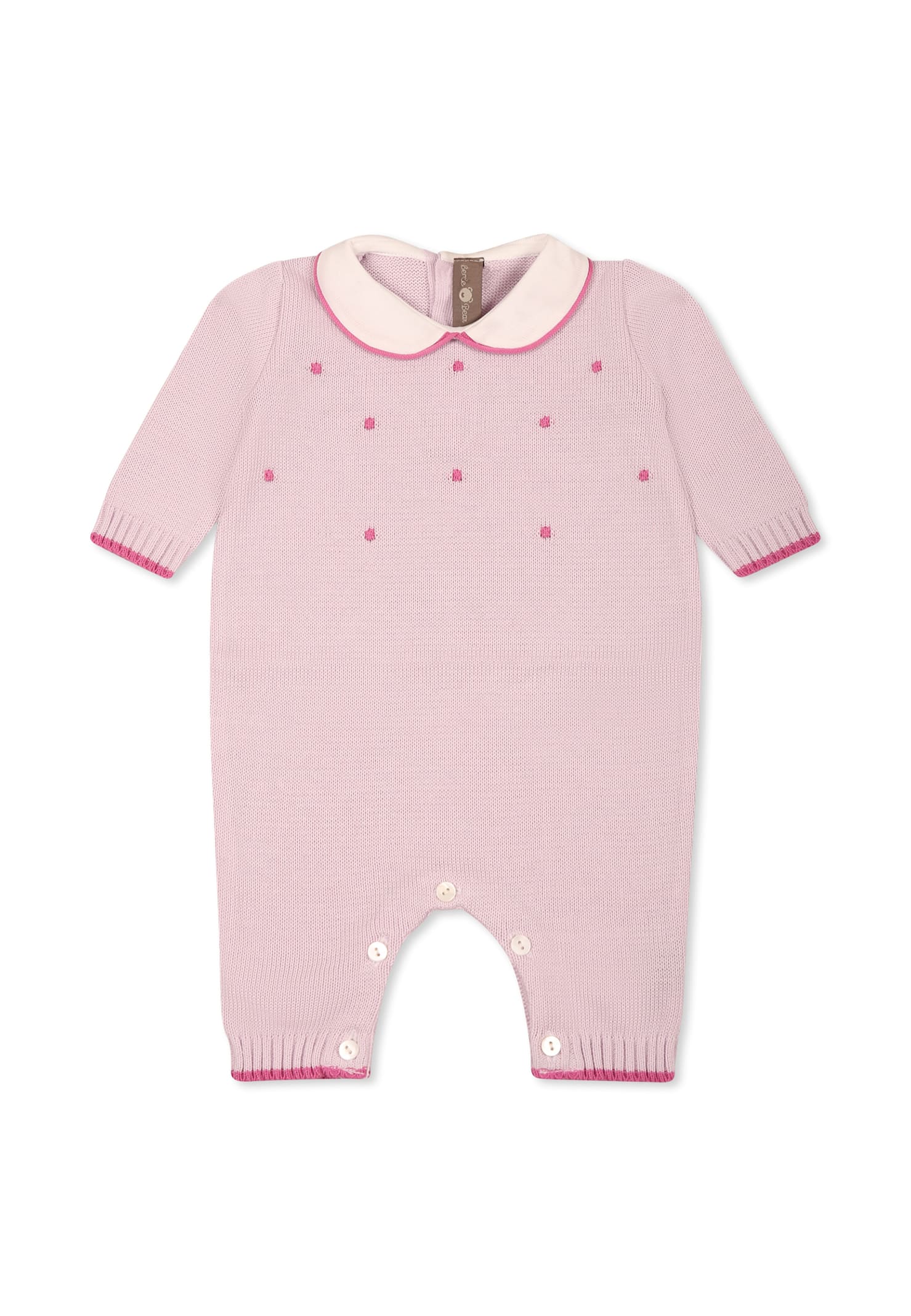 Little Bear Purple Babygrow For Baby Girl With Polka Dots In Violet