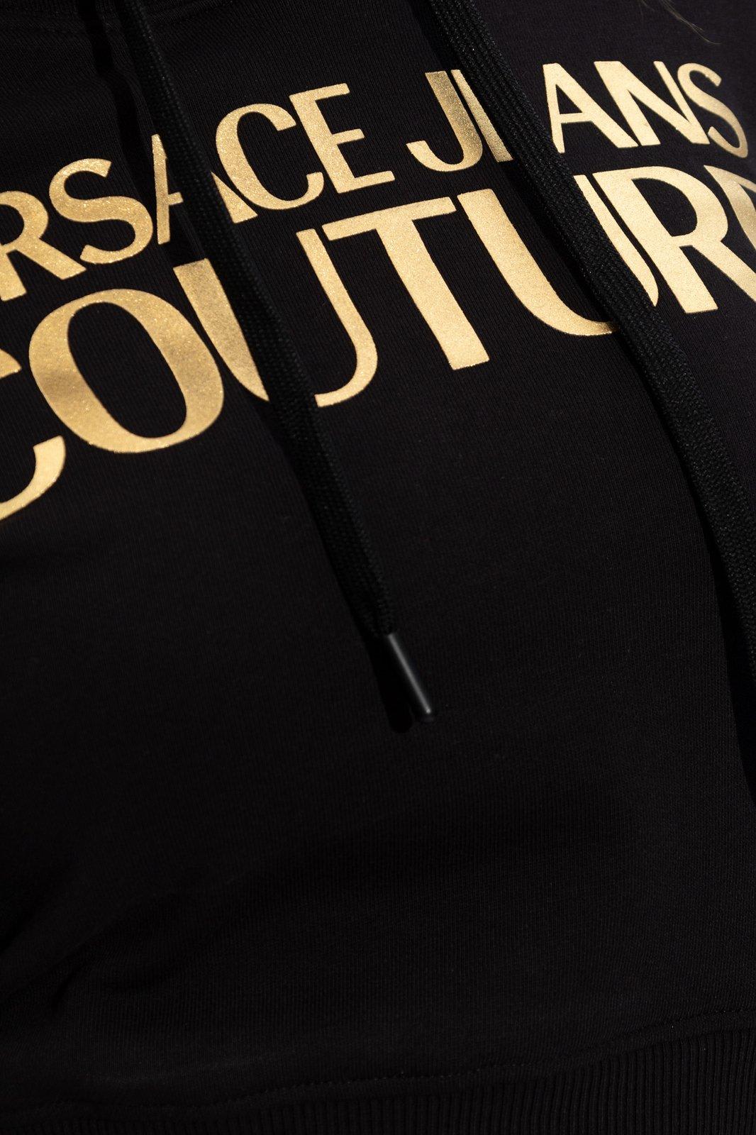 Versace Jeans Couture Cropped Sweatshirt With Logo In Black