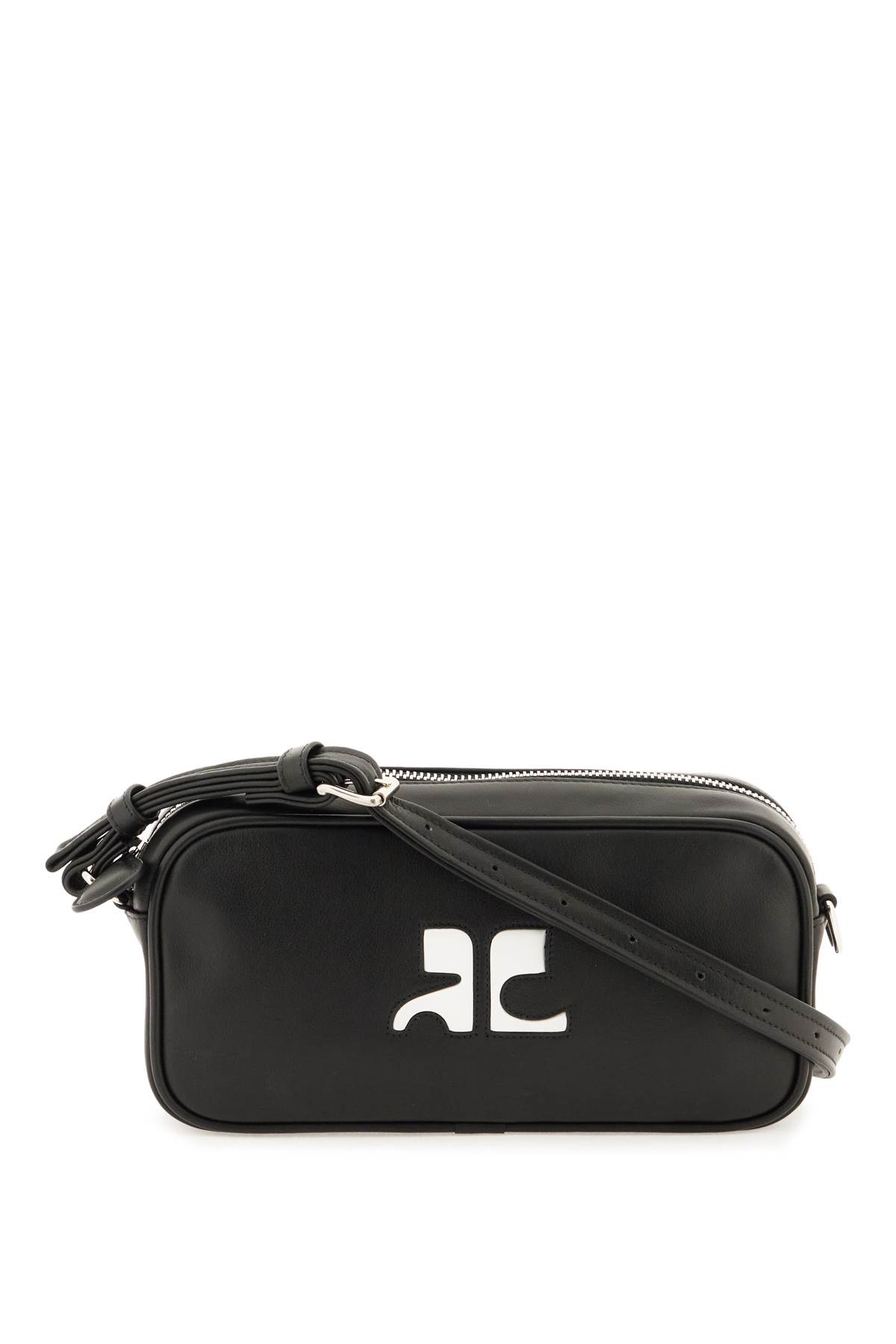 Courrèges Baguette Camera Cuir Shoulder Bag In Black Leather