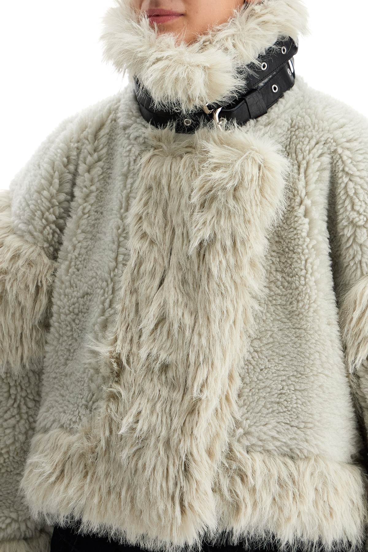 Shop Sacai Shearling Effect Bl In L/gray (grey)