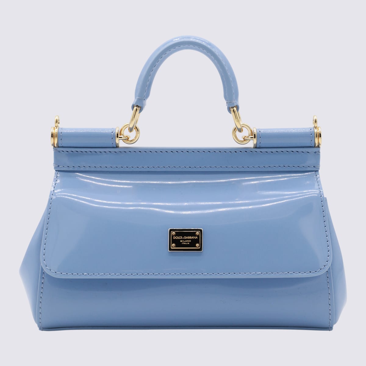 Shop Dolce & Gabbana Ligth Blue Leather Sicily Top Handle Bag In Carta Da Zucchero