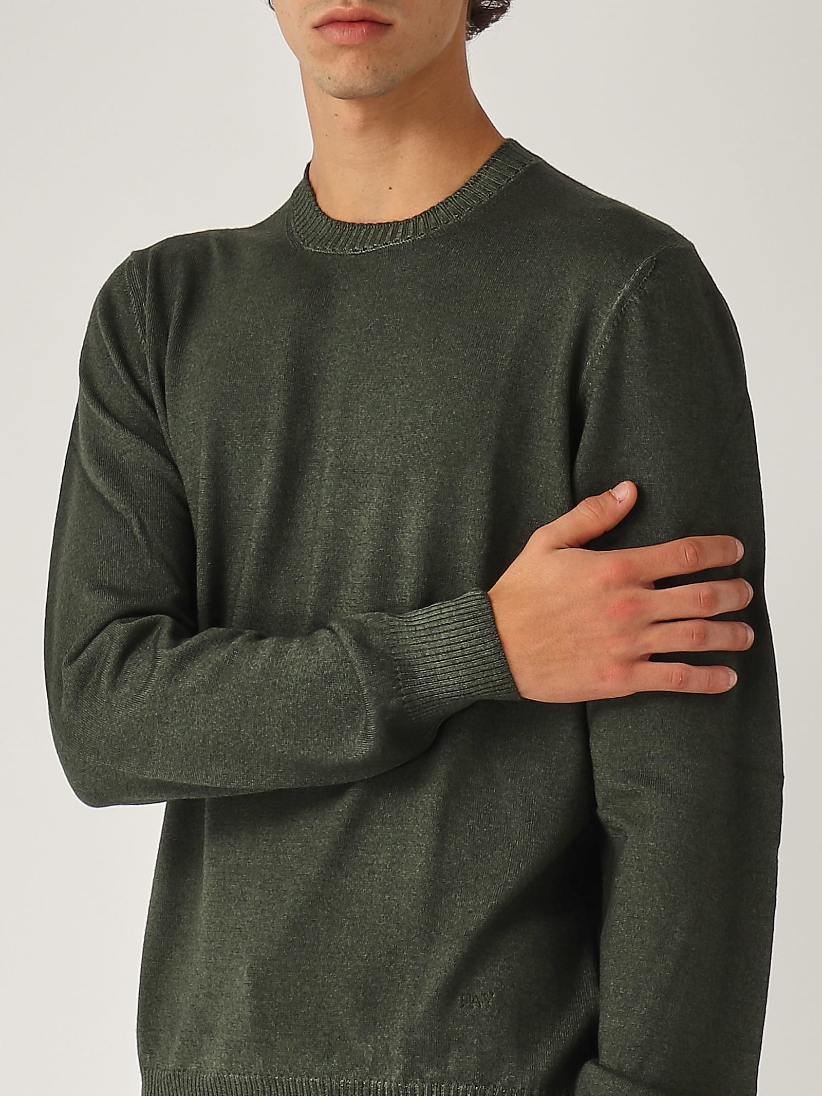 Shop Fay Girocollo Tinta In Capo Sweater In Verde