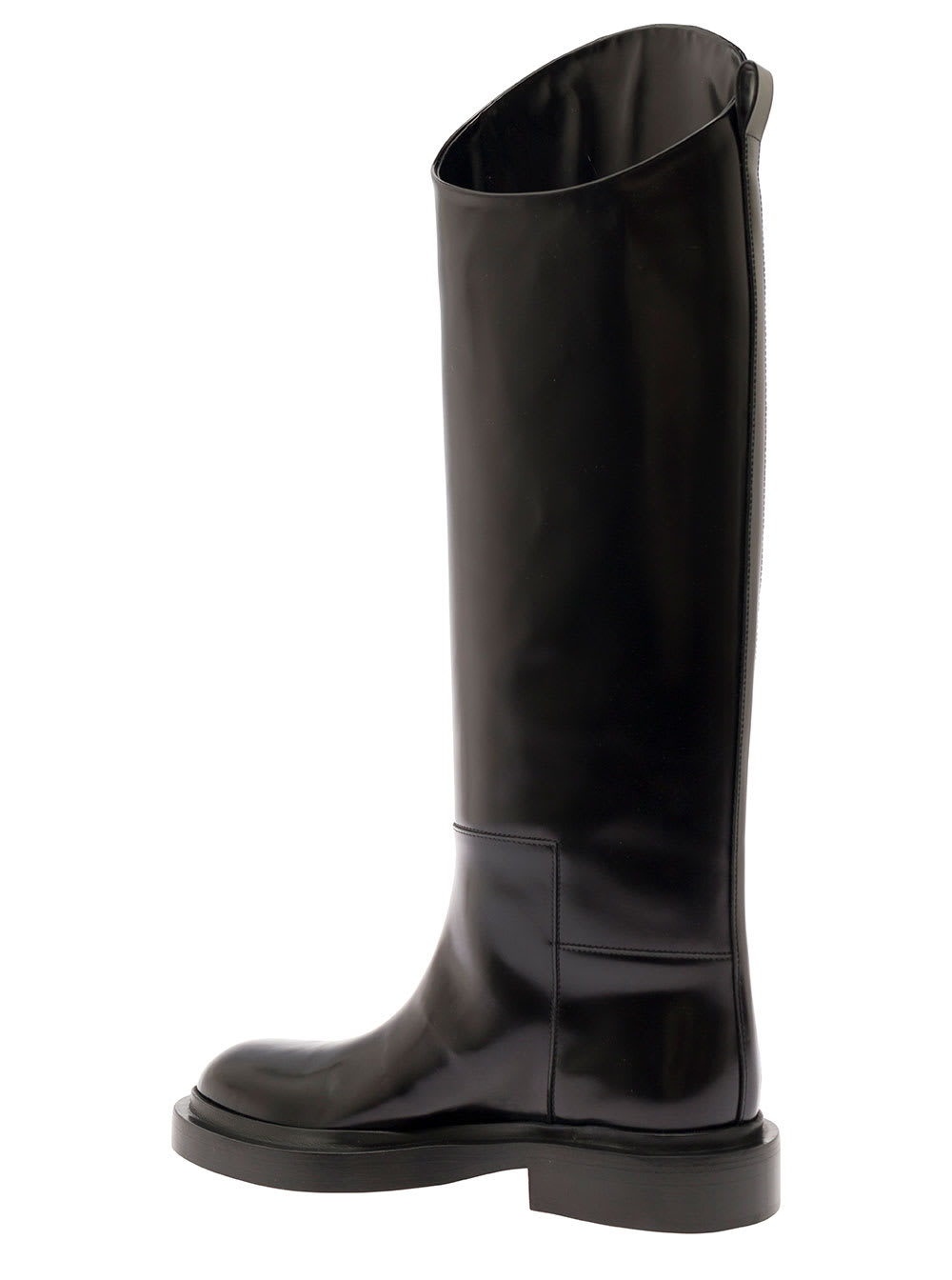 Shop Jil Sander Black Knee Boots In Leather Woman