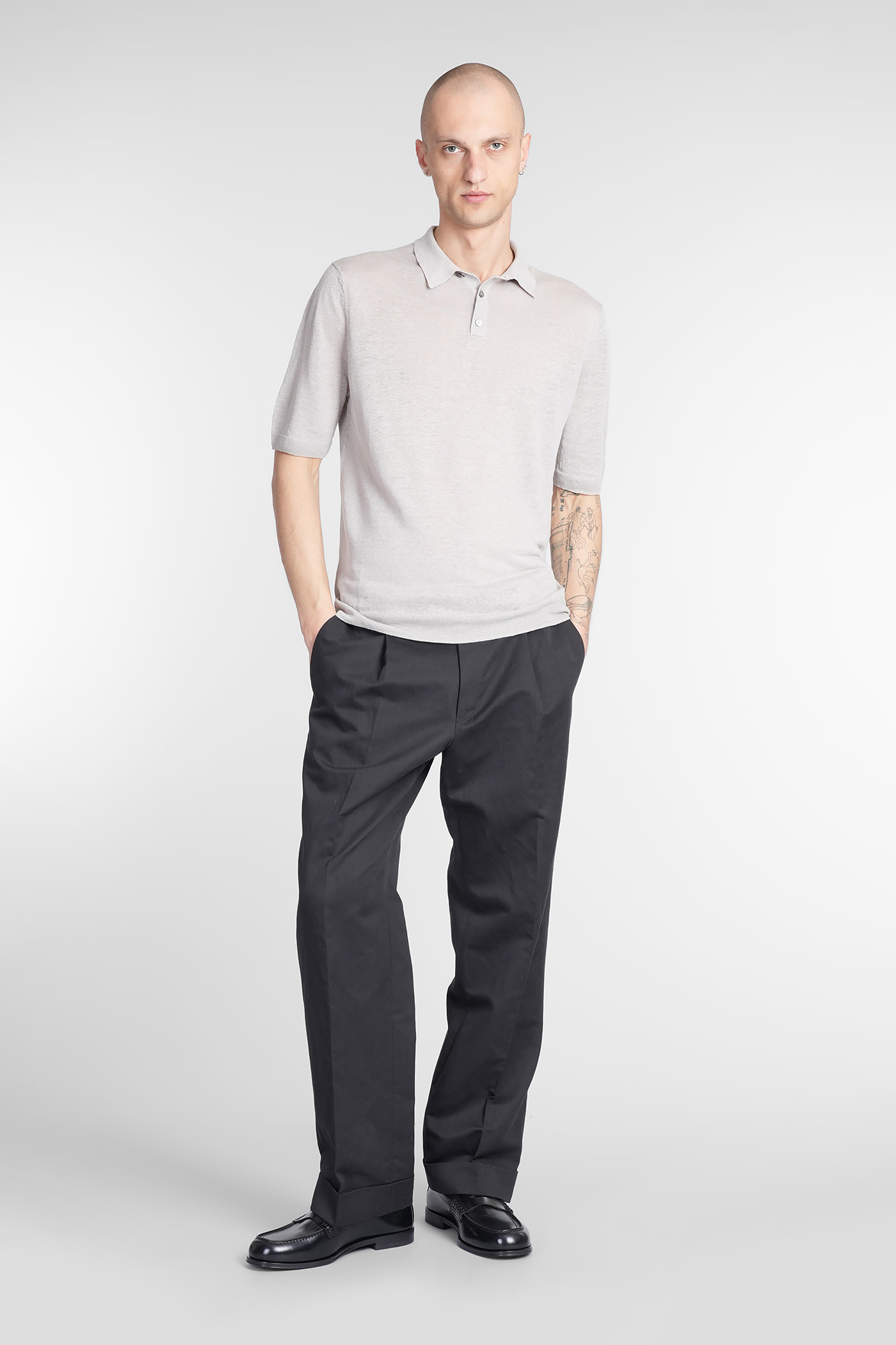 Ballantyne T-shirt In Grey Linen In Grey