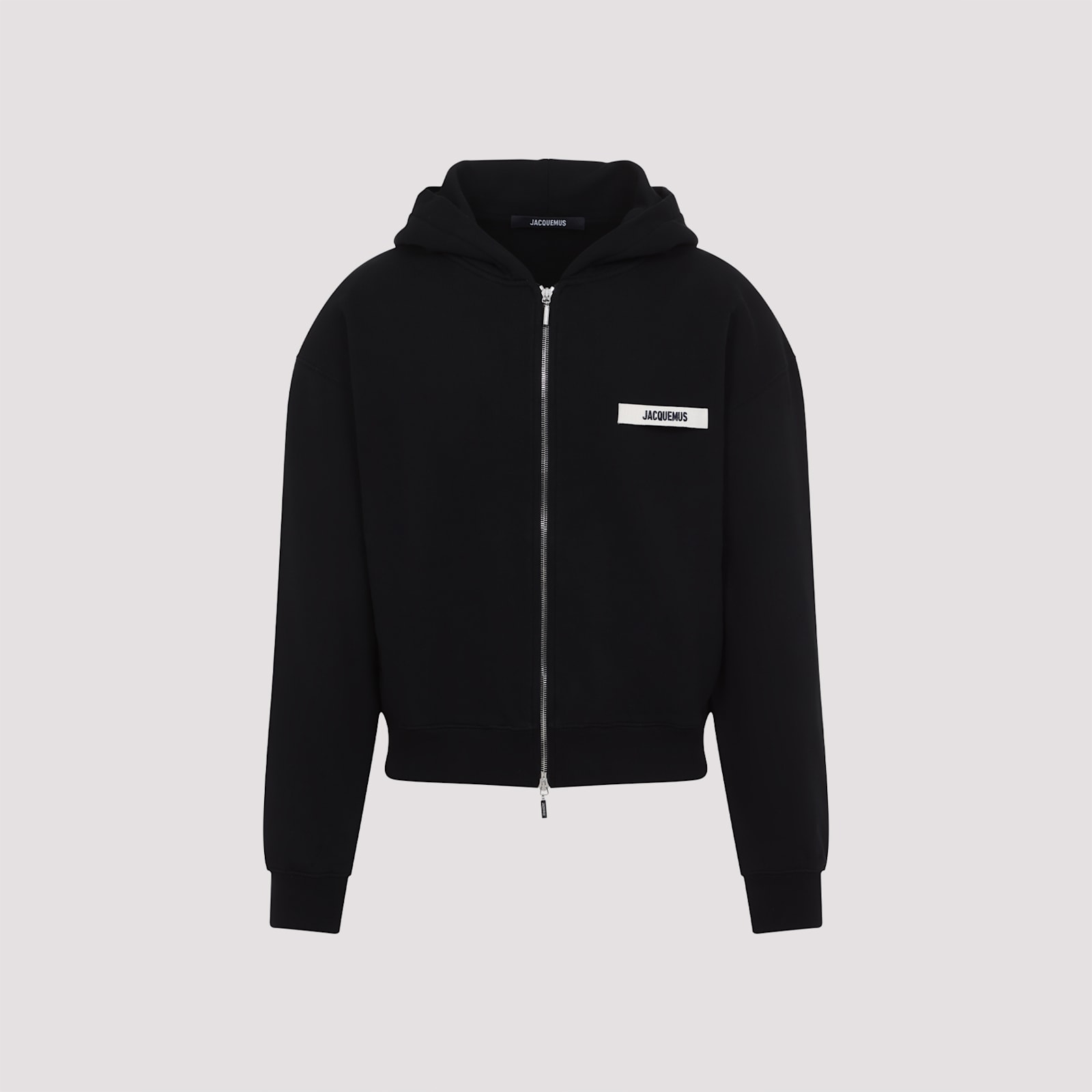 Jacquemus The Gros Grain Zip-up Hooded Sweatshirt In Black