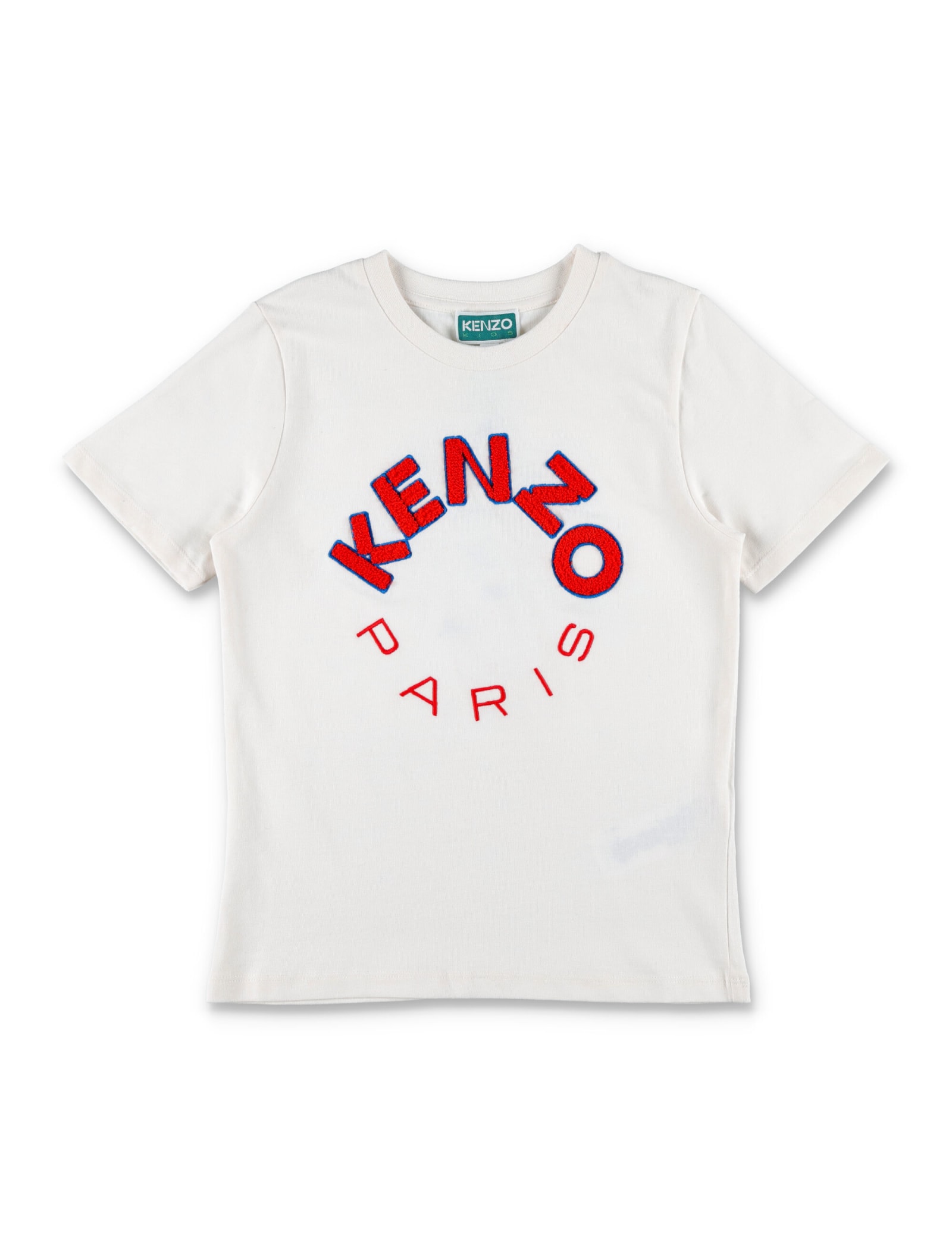 Shop Kenzo Bouclé Logo T-shirt In Ivory