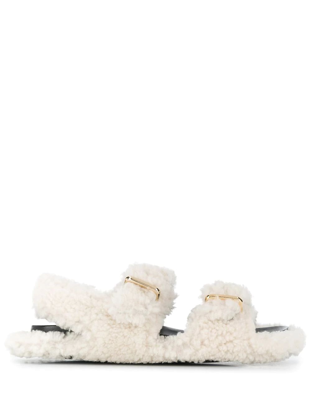 Buy Marni Woman White Shearling Flat Sandal online, shop Marni shoes with free shipping