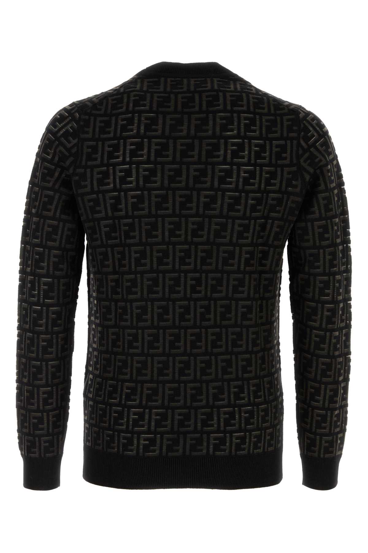 Shop Fendi Embroidered Wool Blend Sweater In Black