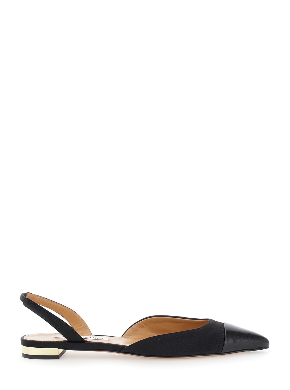 Shop Aquazzura Milanese Black Slingback Ballet Flats In Grosgrain And Leather Woman