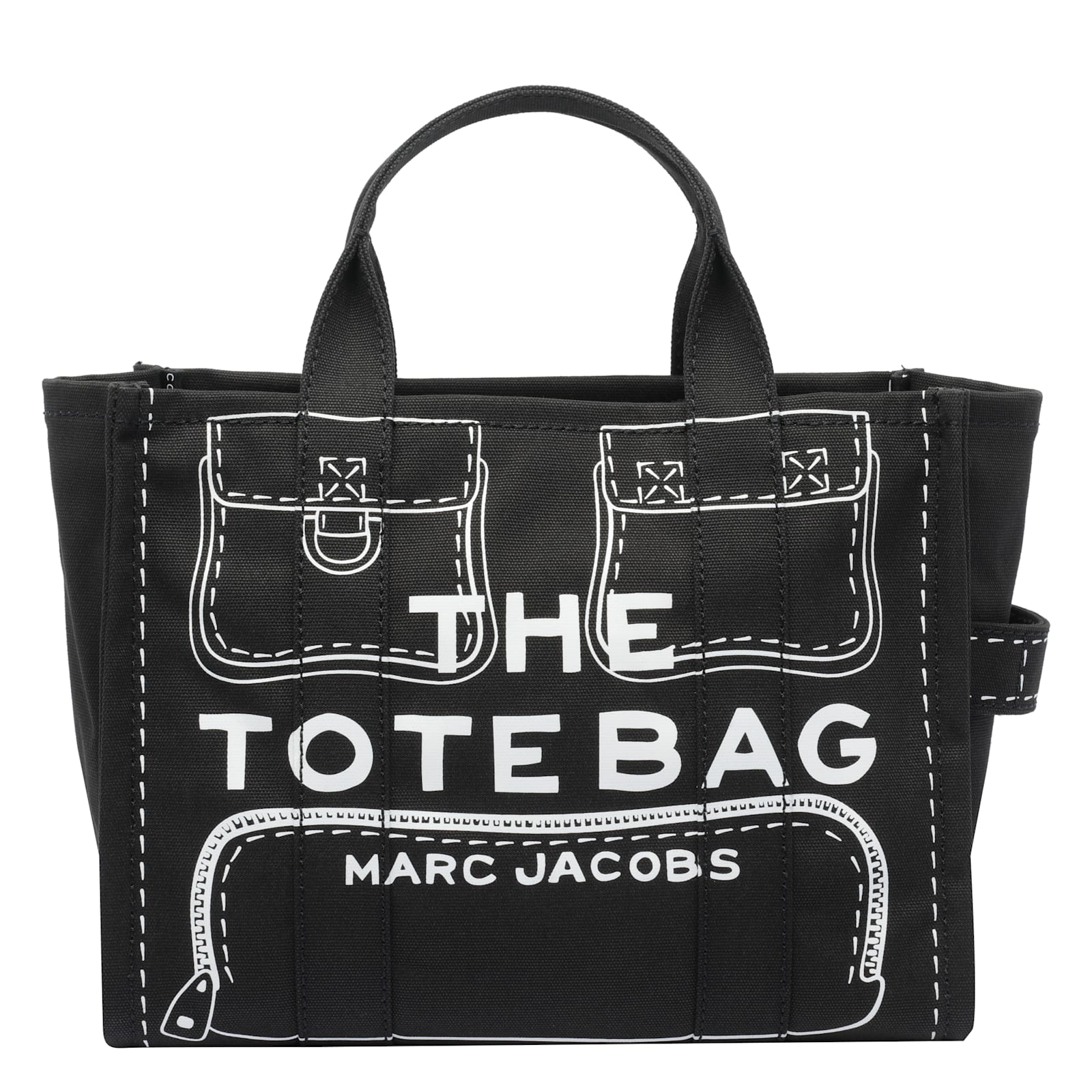 Marc Jacobs The Trompe Loeil Cargo Canvas Medium Tote Bag In Black