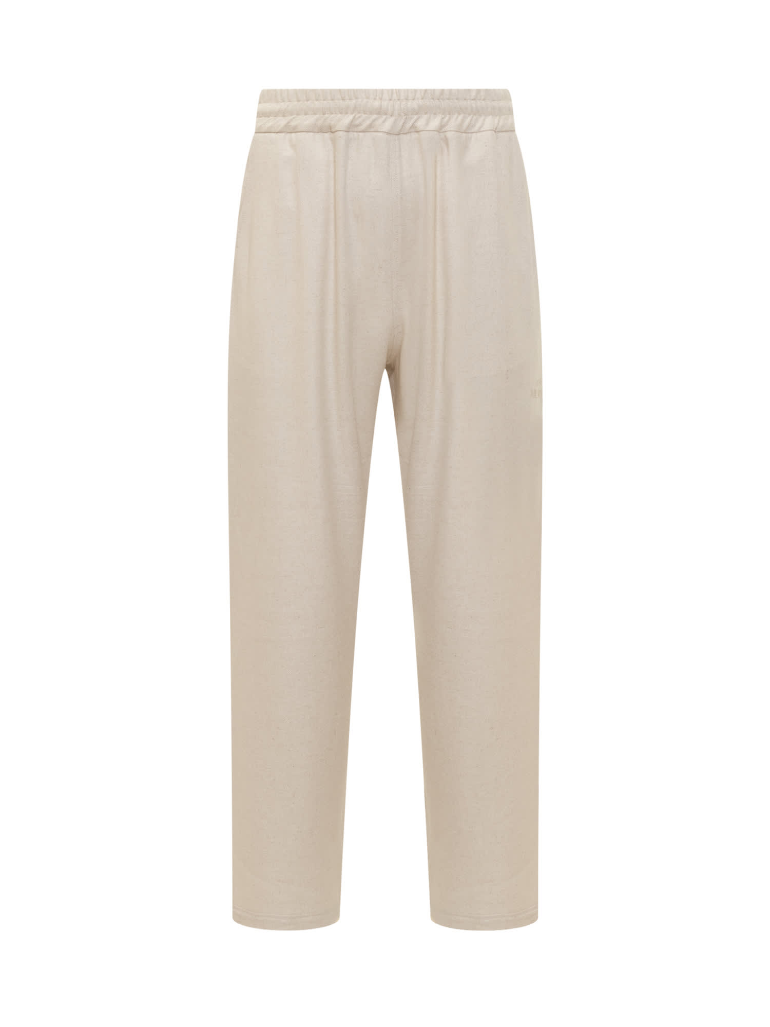 Shop Gcds Linen Blend Wide Pants In Off-white