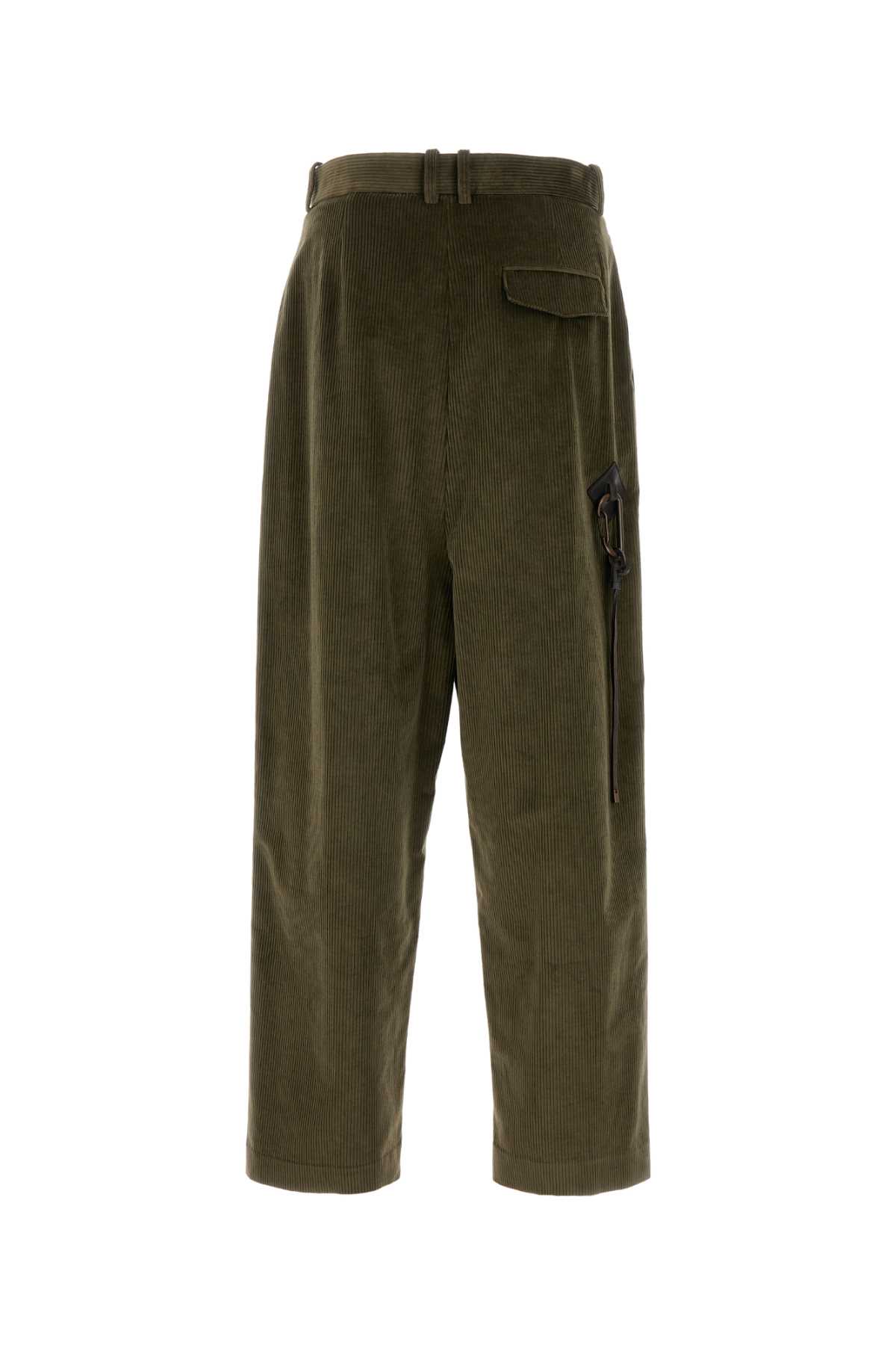 Shop Loewe Khaki Corduroy Wide-leg Pant In Khakigreen