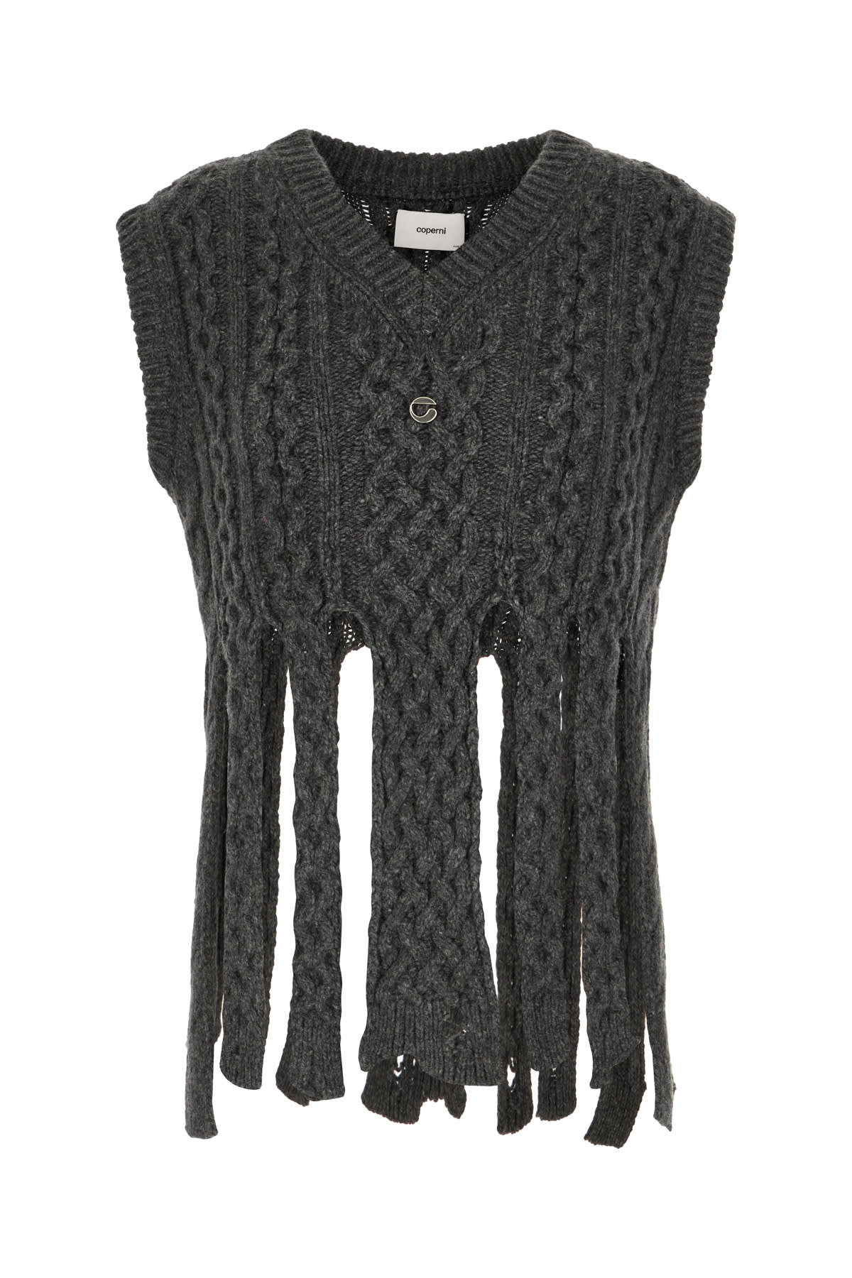 Shop Coperni Dark Grey Wool Blend Sleeveless Sweater