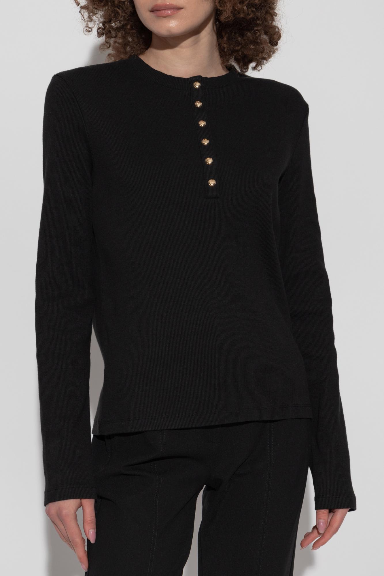 Anine Bing Striped Long Sleeve Tshirt In Black
