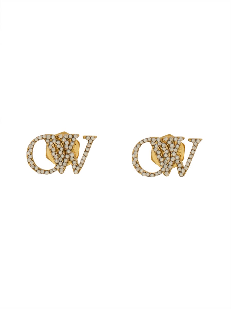 Shop Off-white Logo Earrings In Gold