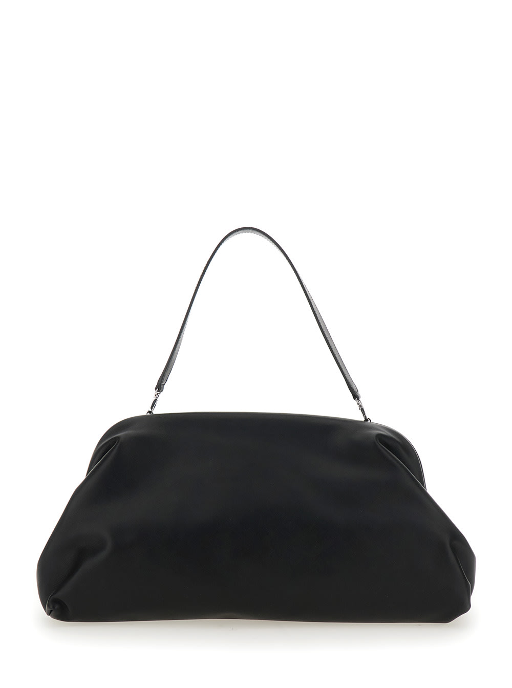 lauren Black Shulder Bag With Magnetic Closure In Leather Woman