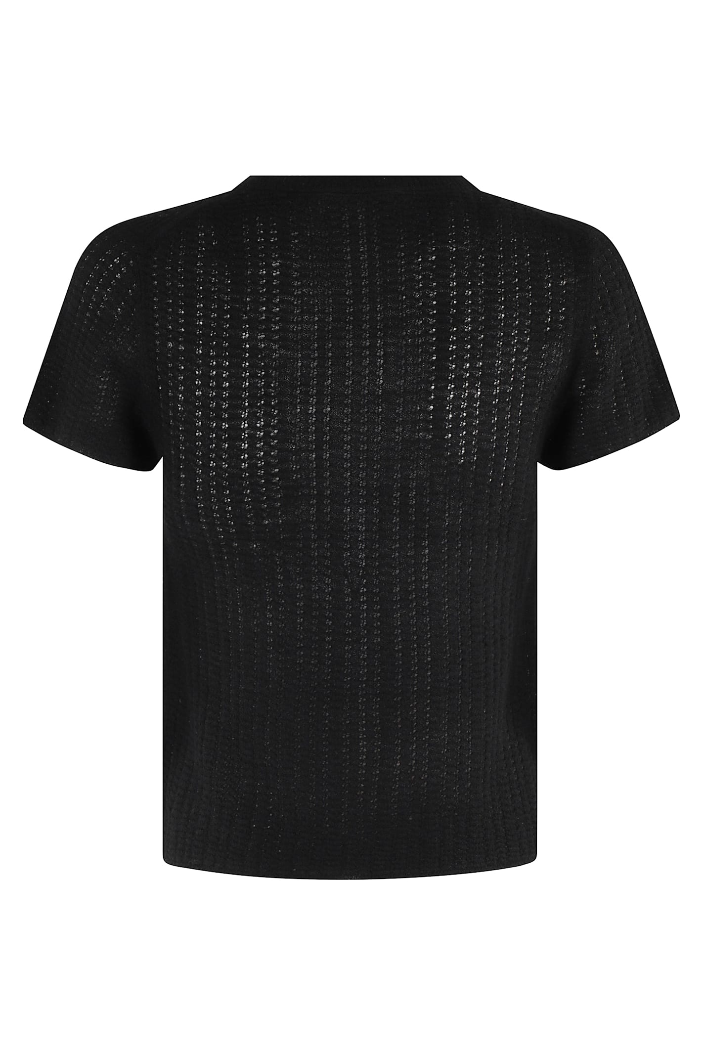 Vince Waffle Knit Short Sleeve Sweater In Black