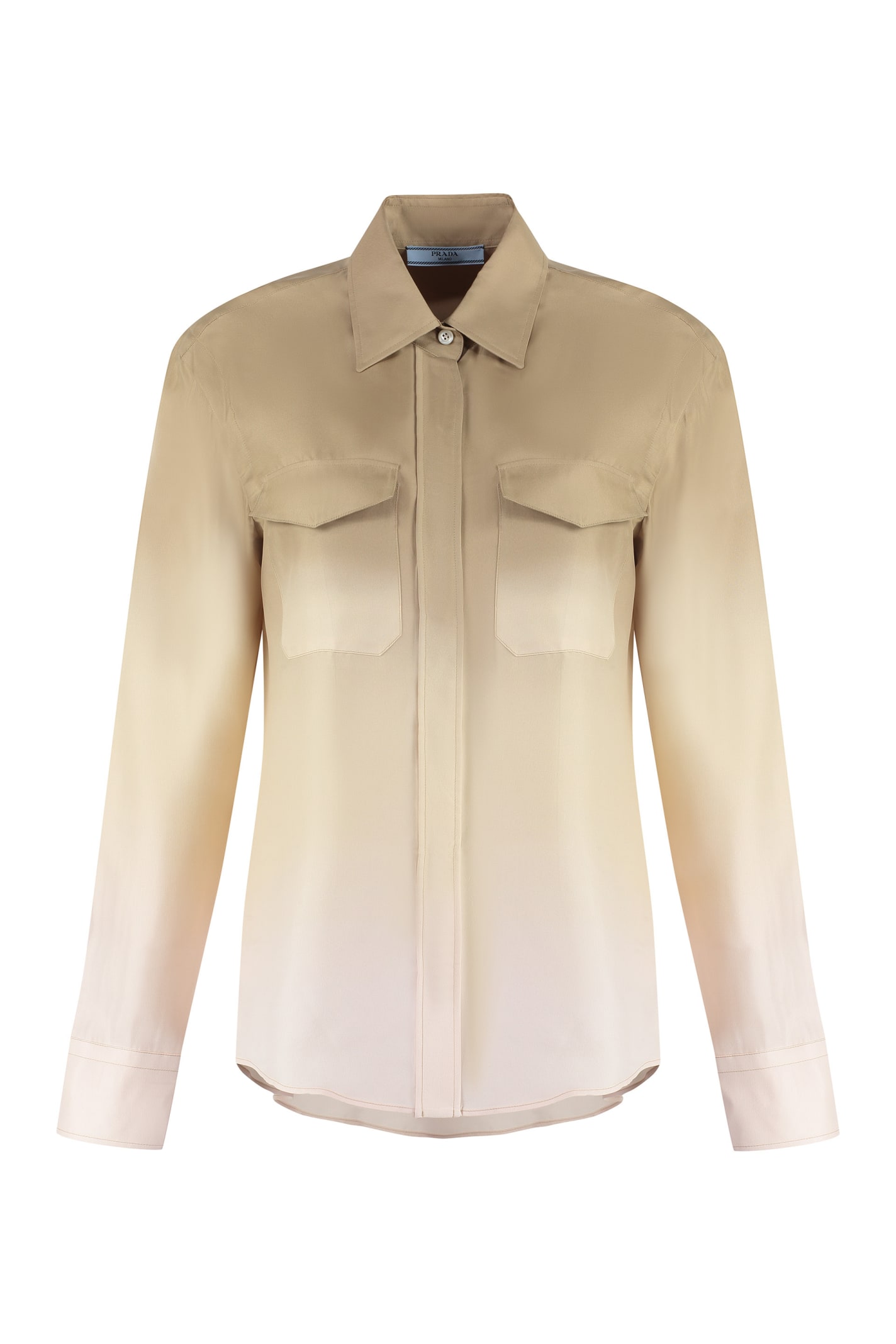 Shop Prada Twill Shirt In Beige