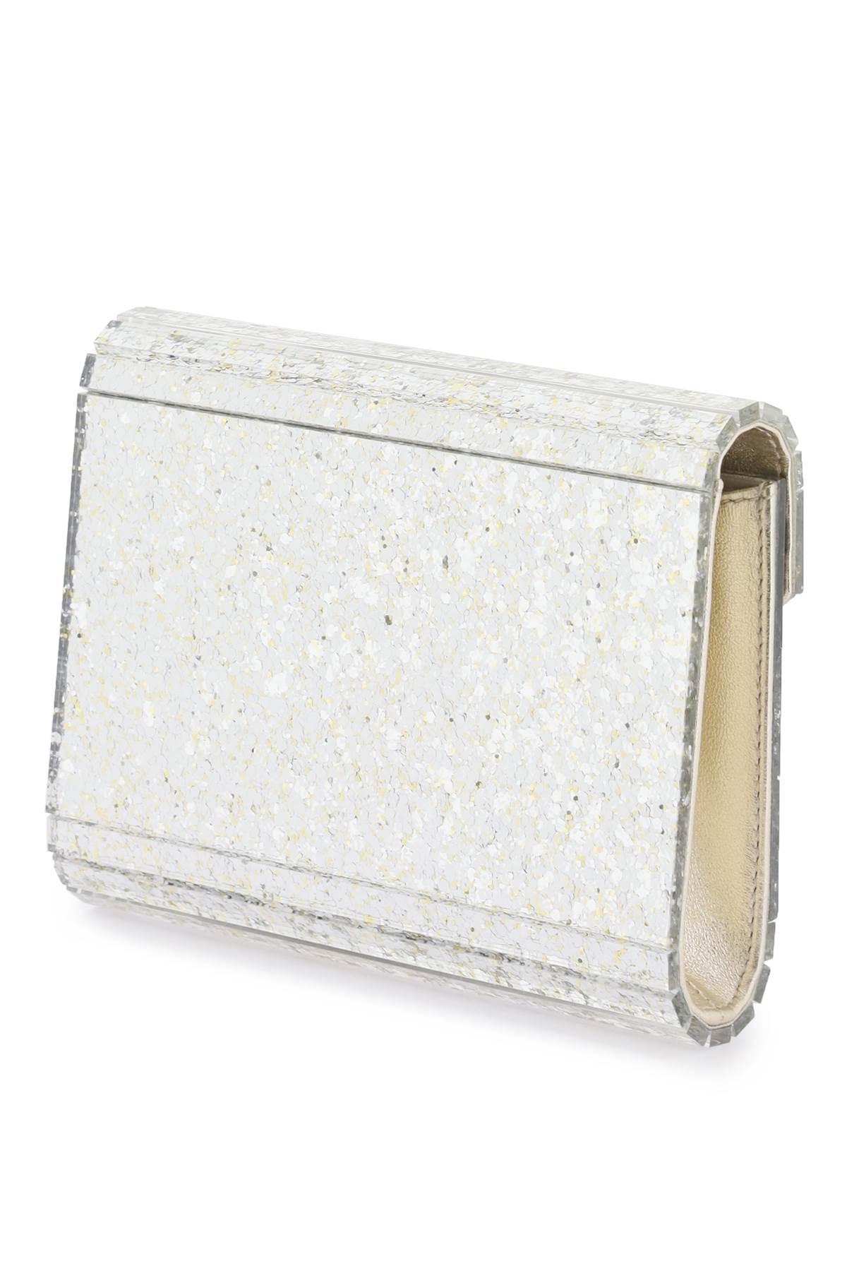 Shop Jimmy Choo Candy Glittered Clutch In Champagne (silver)