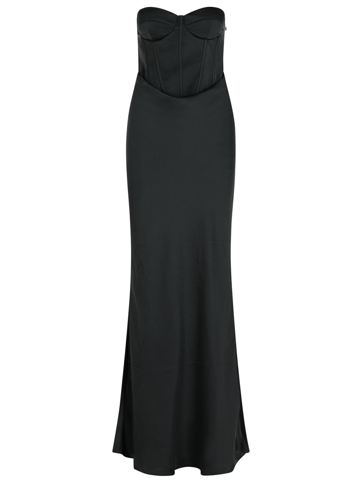 Rotate Birger Christensen Maxi Satin Dress With Corset In Black