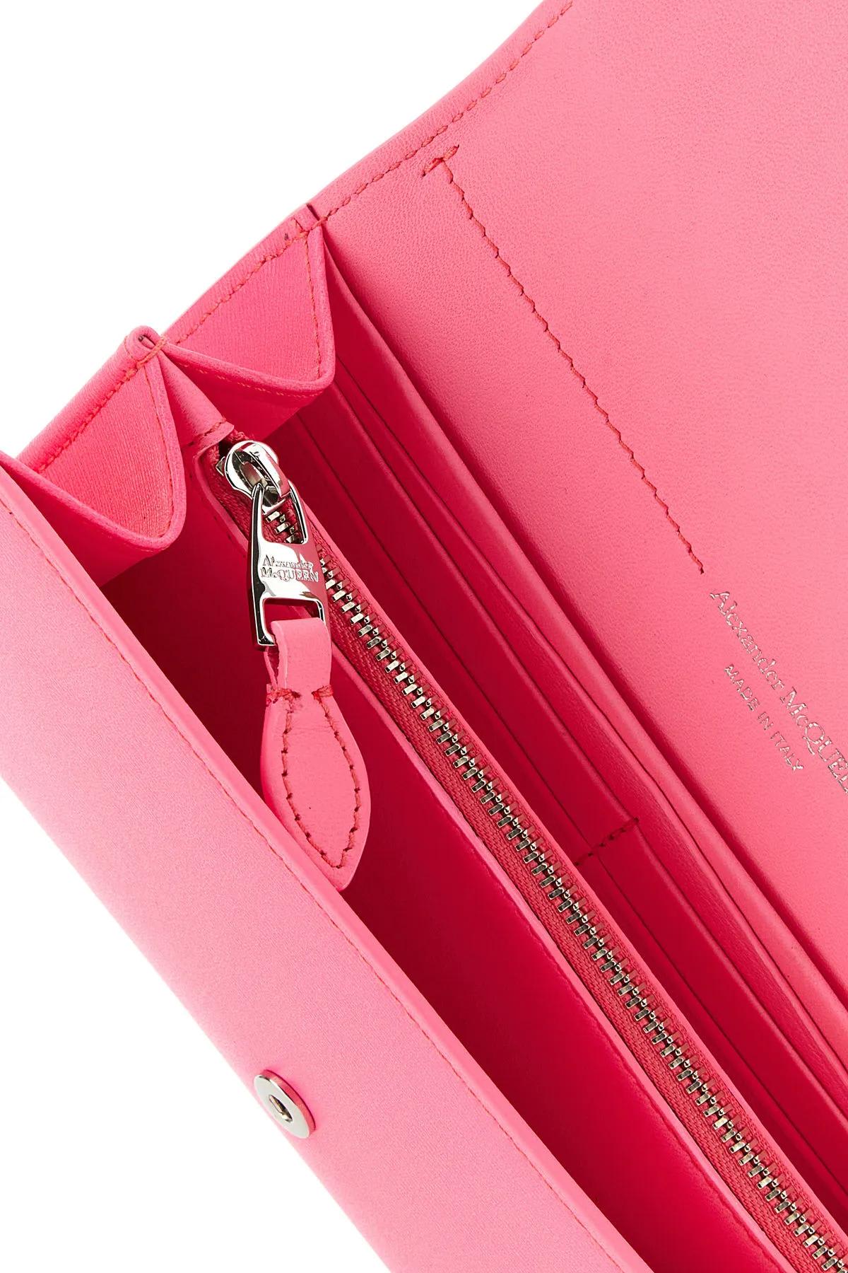 Shop Alexander Mcqueen Fluo Pink Leather Wallet