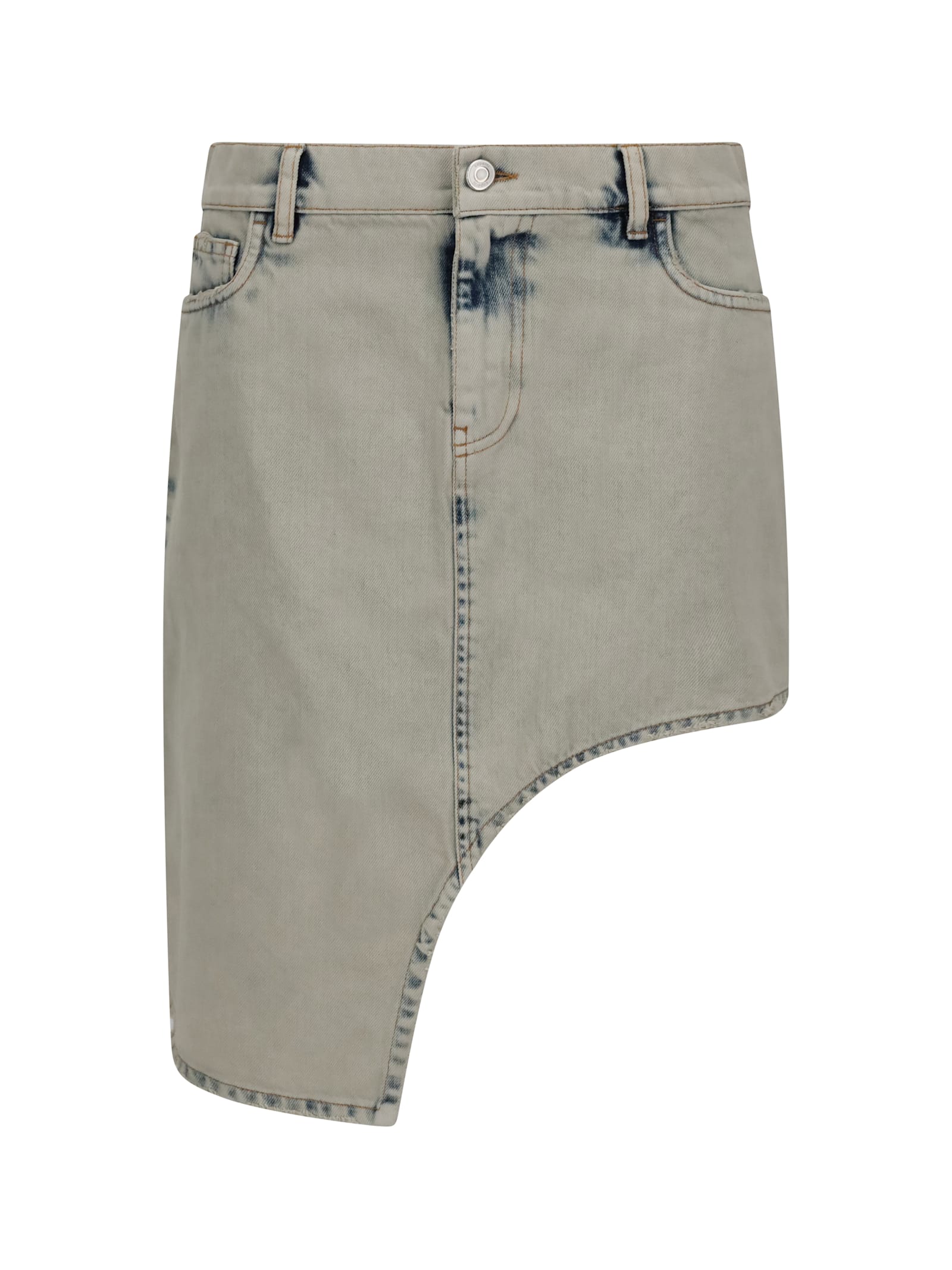 Asymmetric Denim Miniskirt