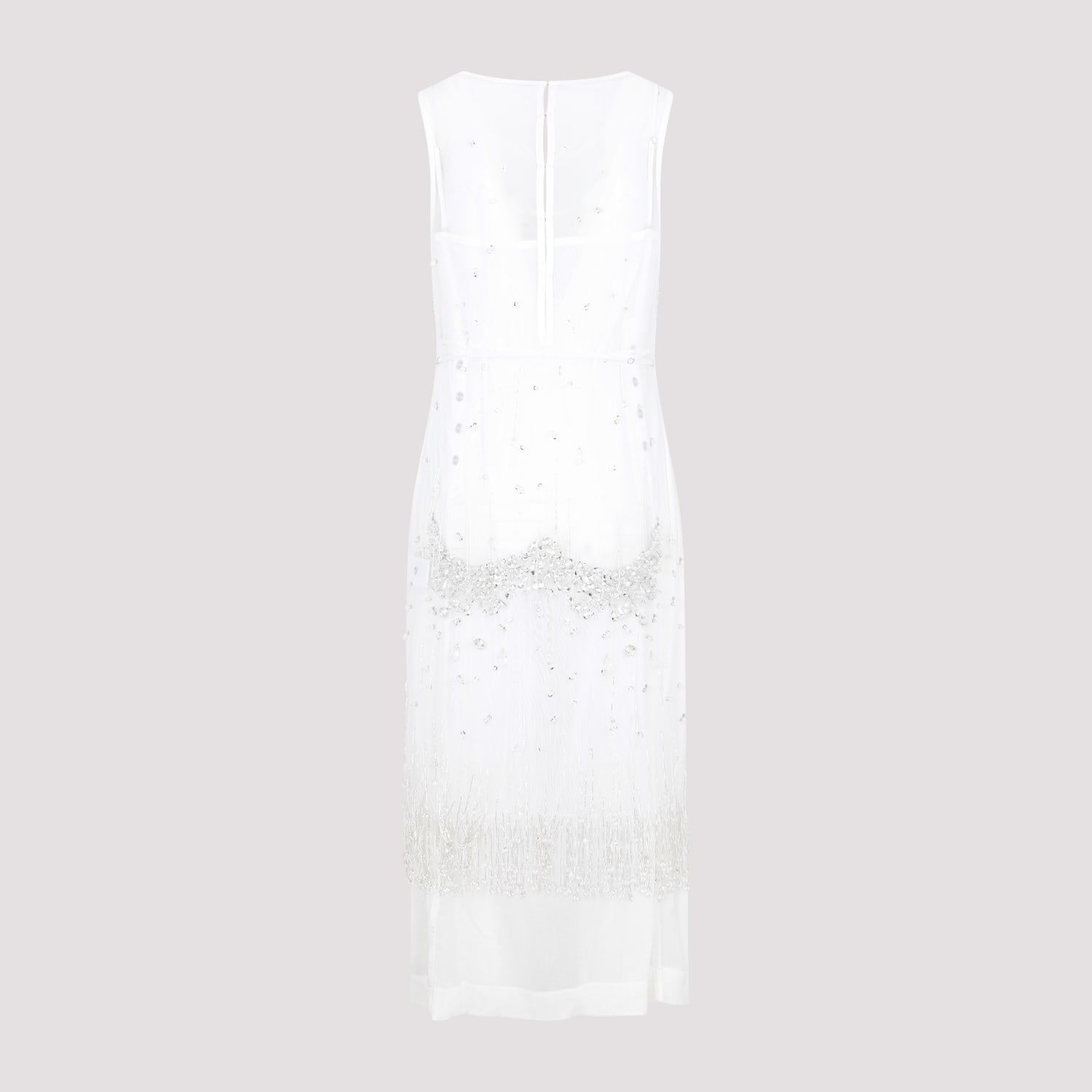 Shop Bottega Veneta Crystal Dress In Optic White Crystal