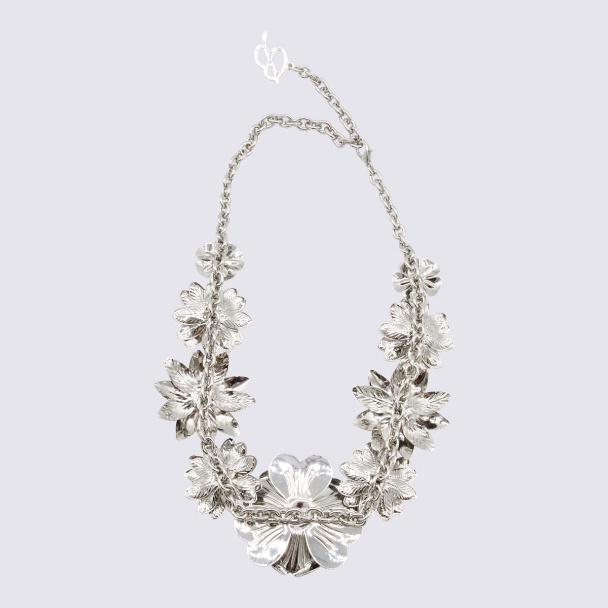 Blumarine Floral-embellished Chain Necklace In Metallic
