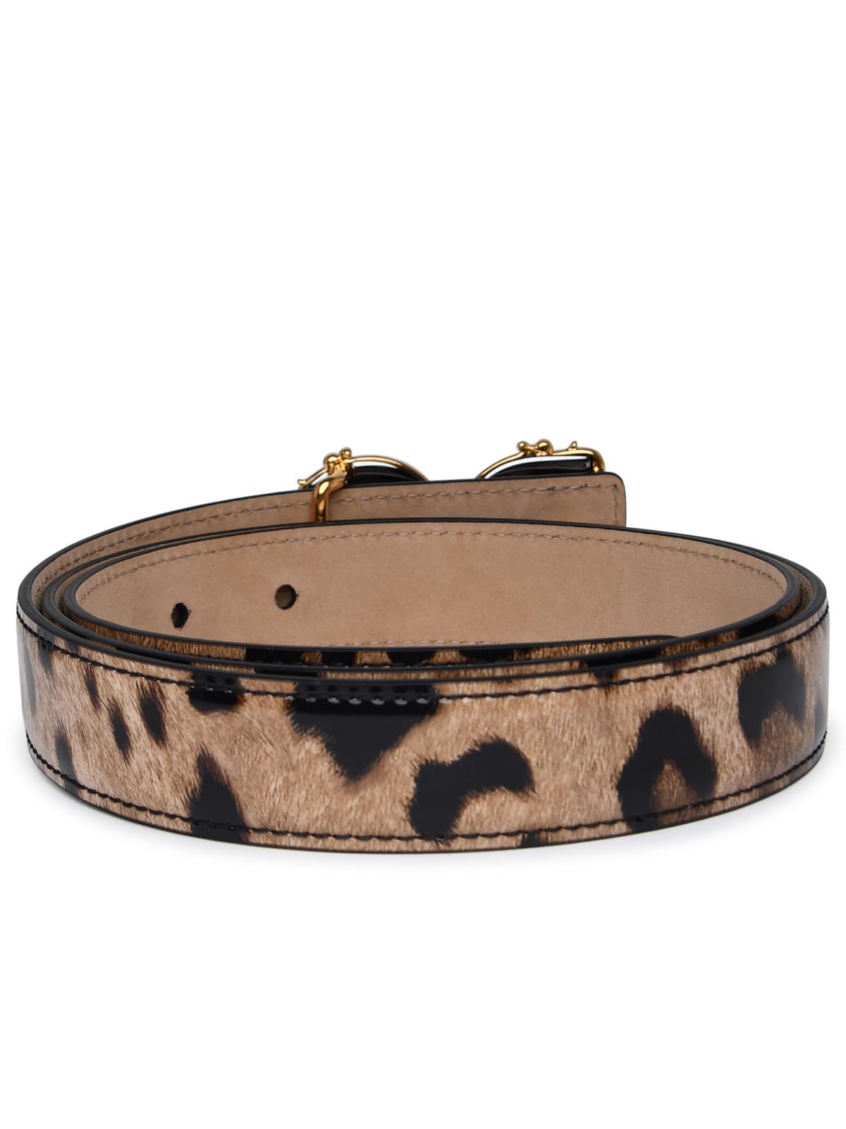 Shop Dolce & Gabbana Dg Girls Two-tone Glossy Calf Leather Belt In Multicolor