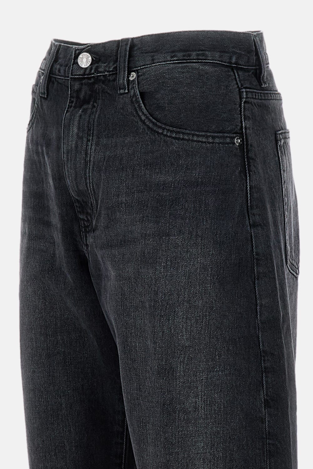 Frame Womens Bubble Barrel-leg Cropped Denim Jeans Limitless Raw Fray In Black