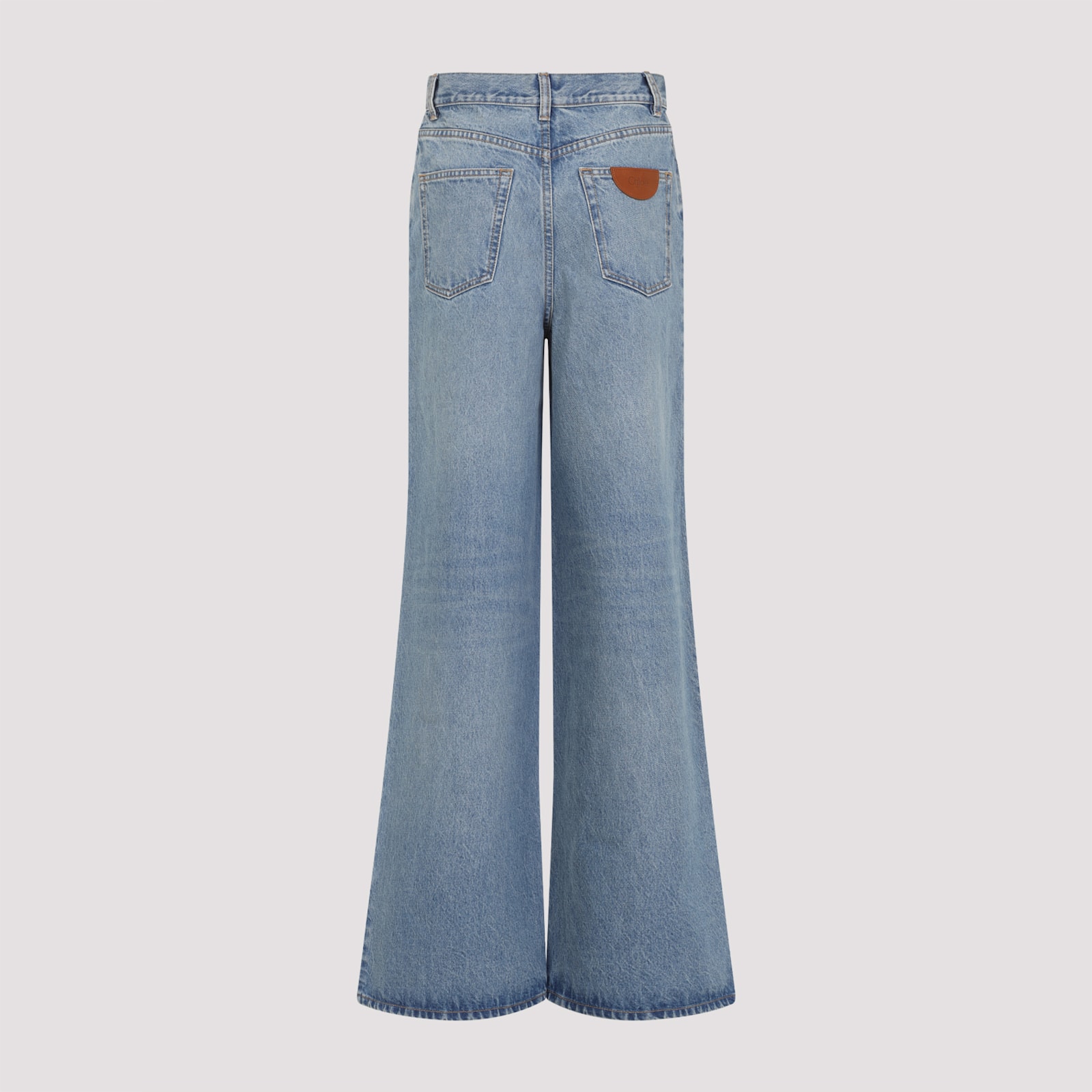 Chloé Belted Flared Wide-leg Cotton Trousers In N Iced Blue