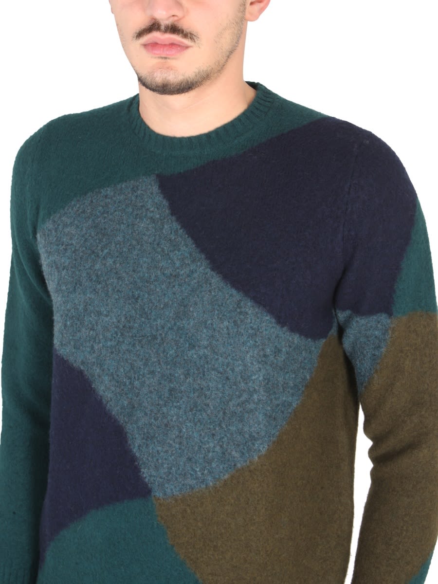 Drumohr Color Block Combed Wool Sweater In Green