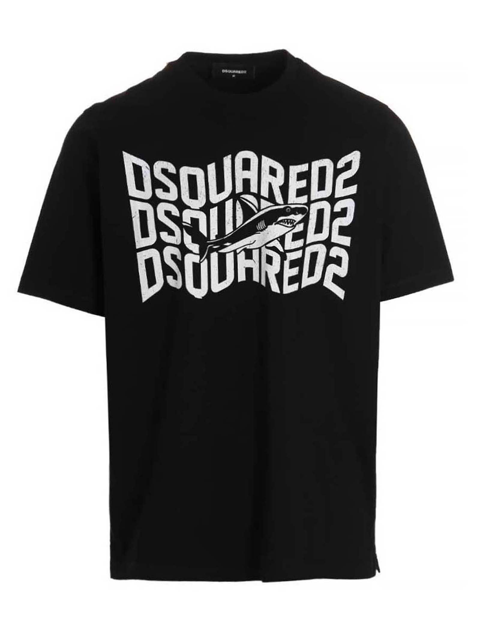 Dsquared2 Dsquared Men Logo Print T-shirt In White/black