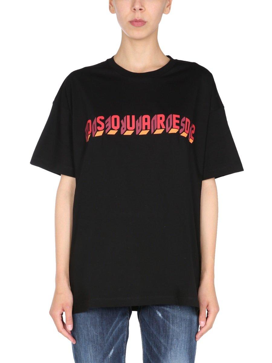 Dsquared2 Logo Print Crewneck T-shirt In Black