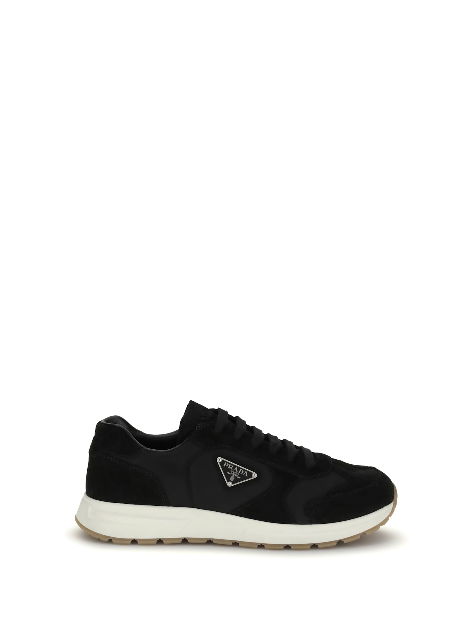 Prada Prax Suede And Re-nylon Sneakers In Black
