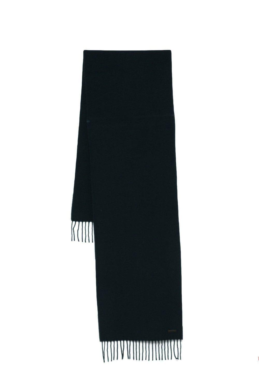 Hugo Boss Logo Patch Fringed Edge Scarf In Black