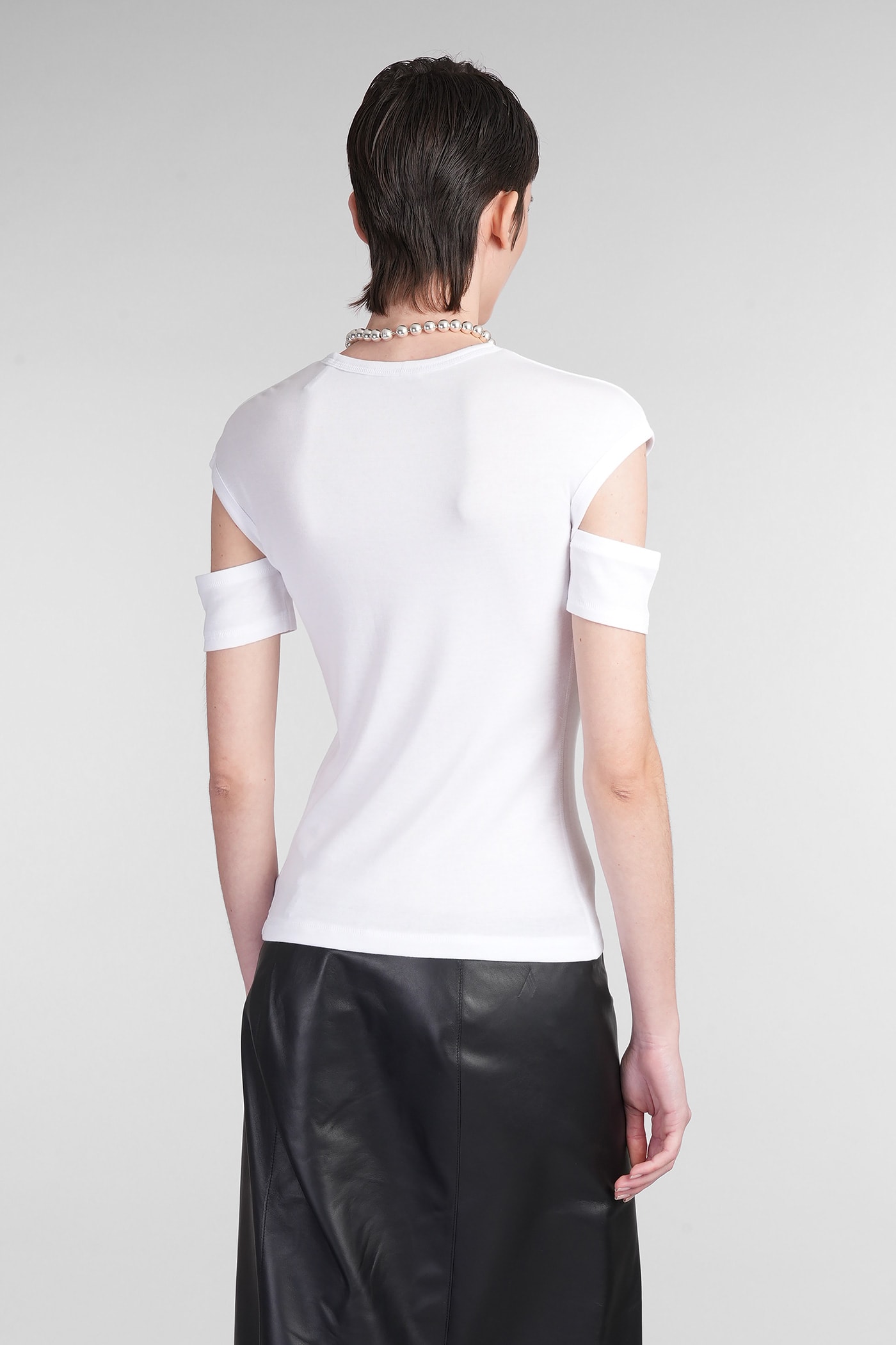 Helmut Lang "slashed Shrunken" T-shirt In White