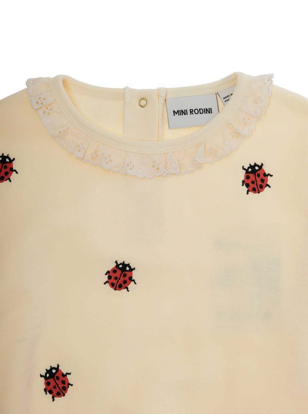 Shop Mini Rodini White Sweatshirt With Ladybug Embroidery In Cotton Girl